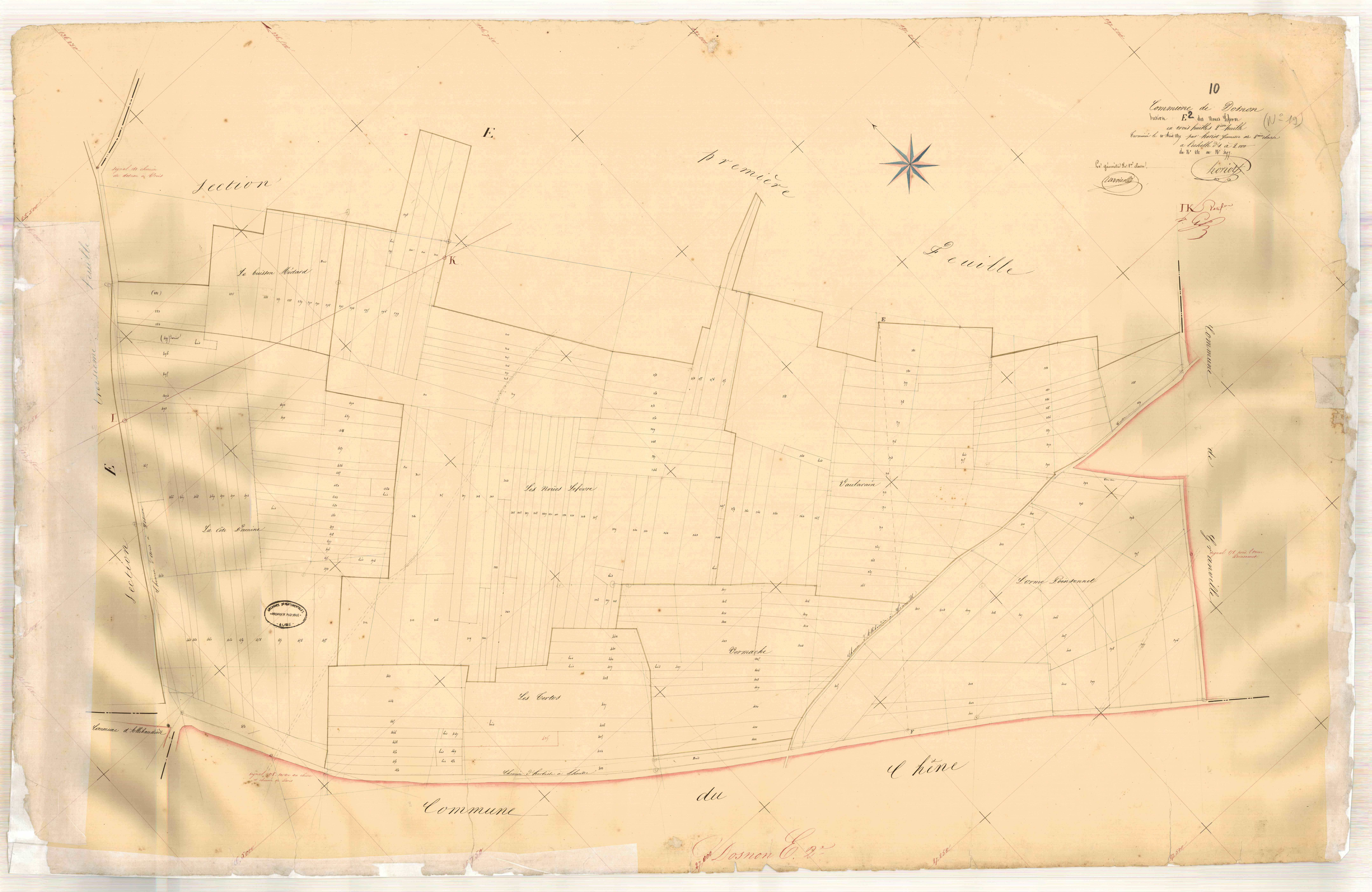 Dosnon, section E dite des Noues Lefevre, feuille n° 2, parcelles n° 282-497