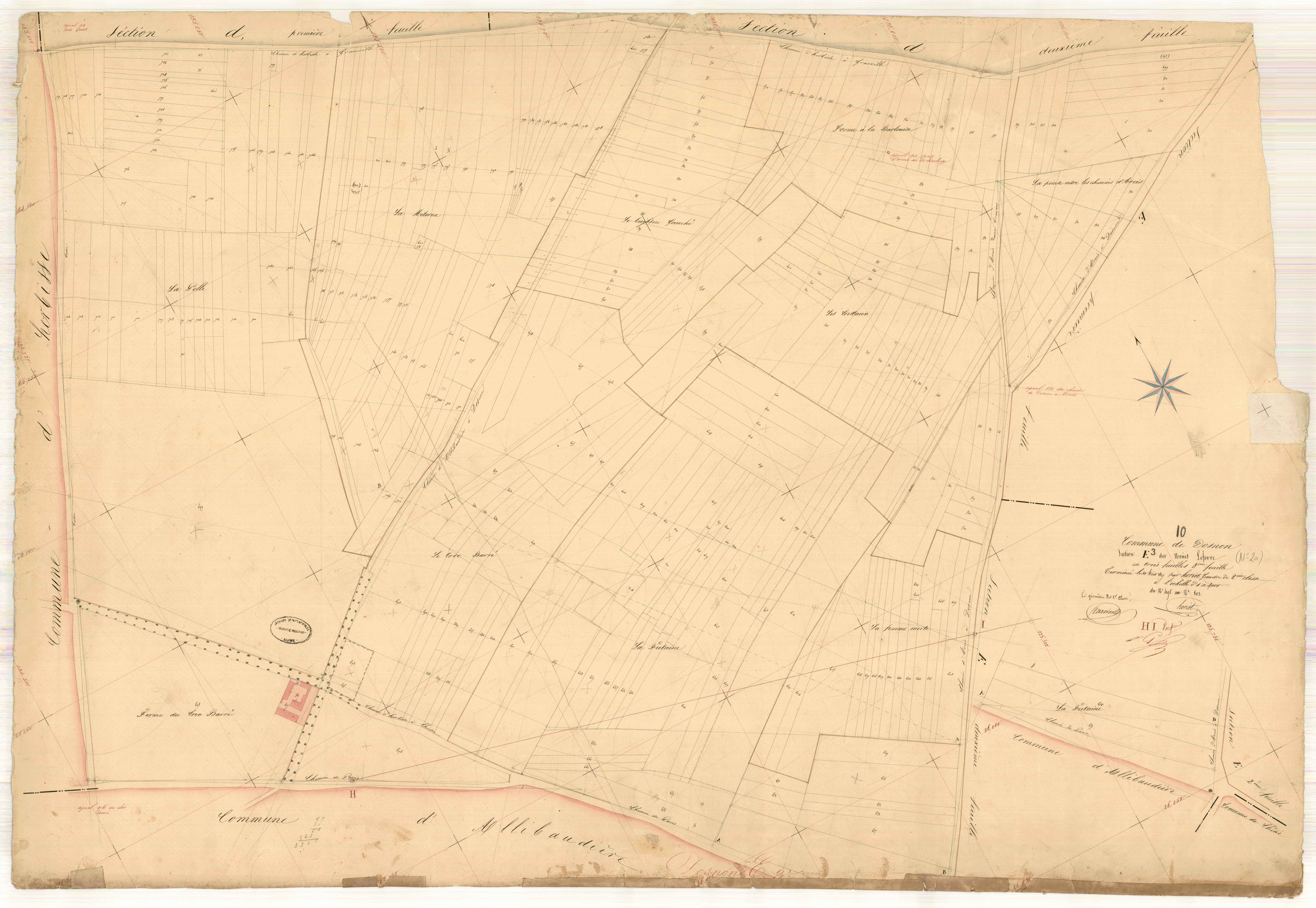 Dosnon, section E dite des Noues Lefevre, feuille n° 3, parcelles n° 498-803