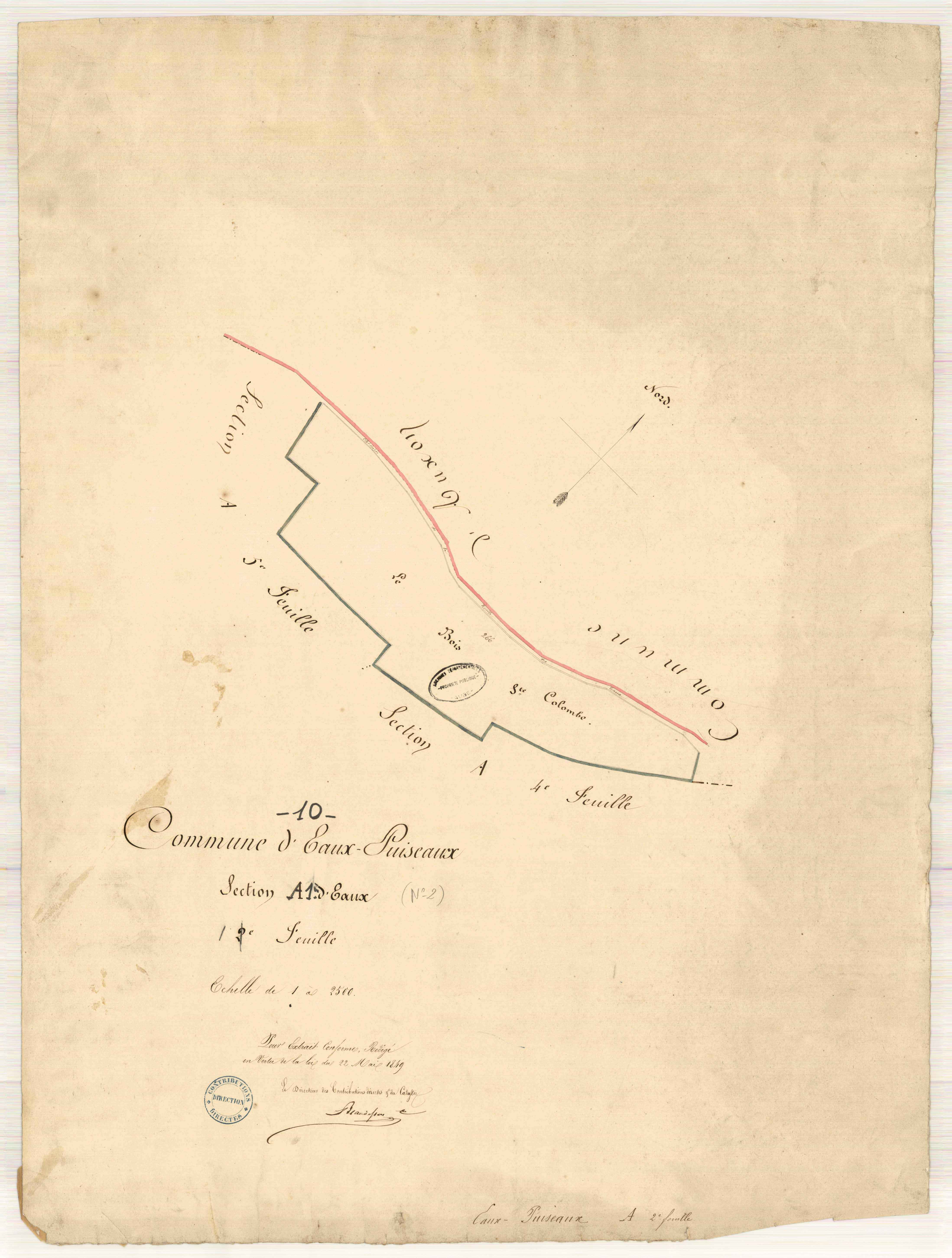 Eaux-Puiseaux, section A dite d'Eaux, feuille n° 1