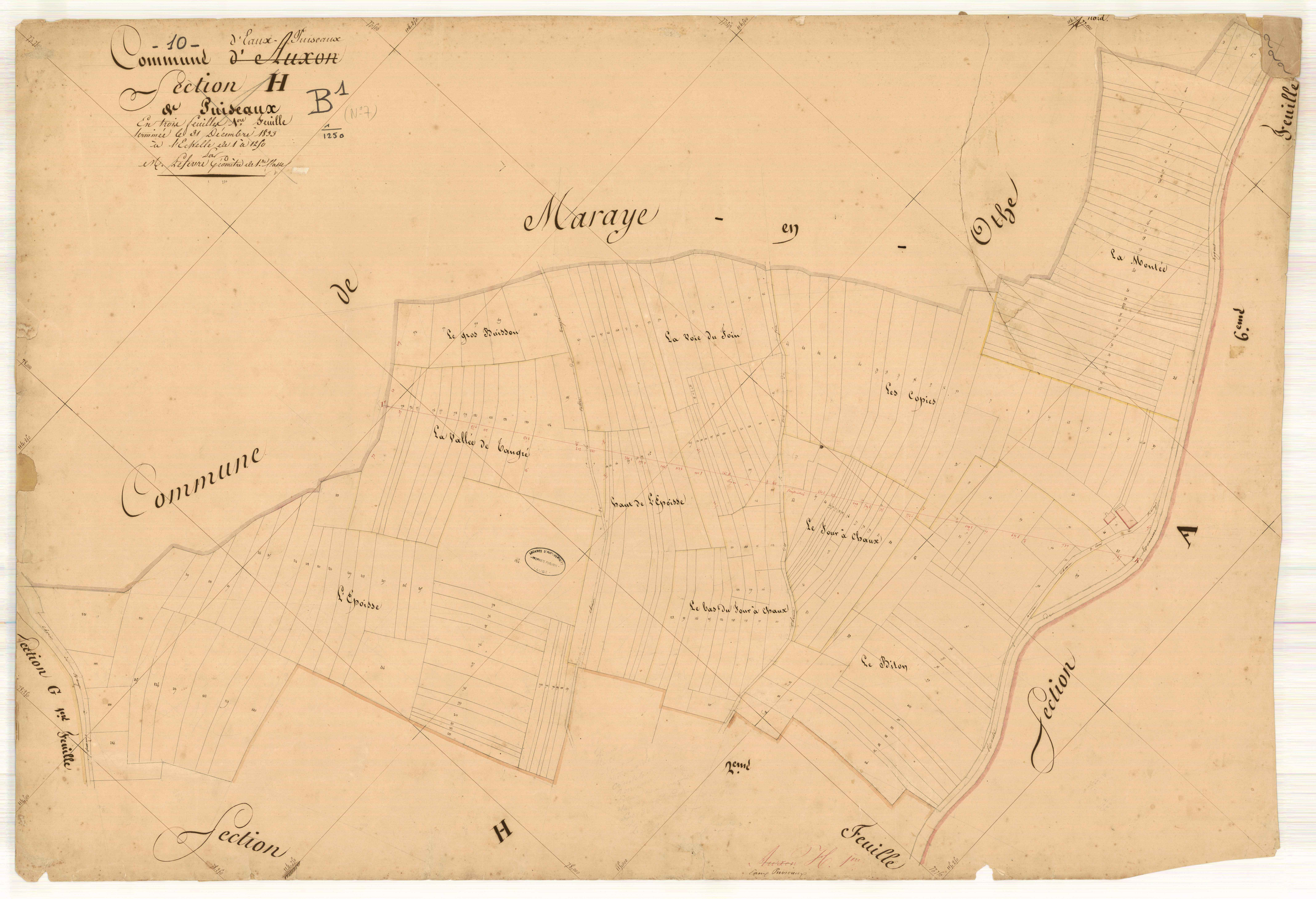 Eaux-Puiseaux, section B, feuille n° 1