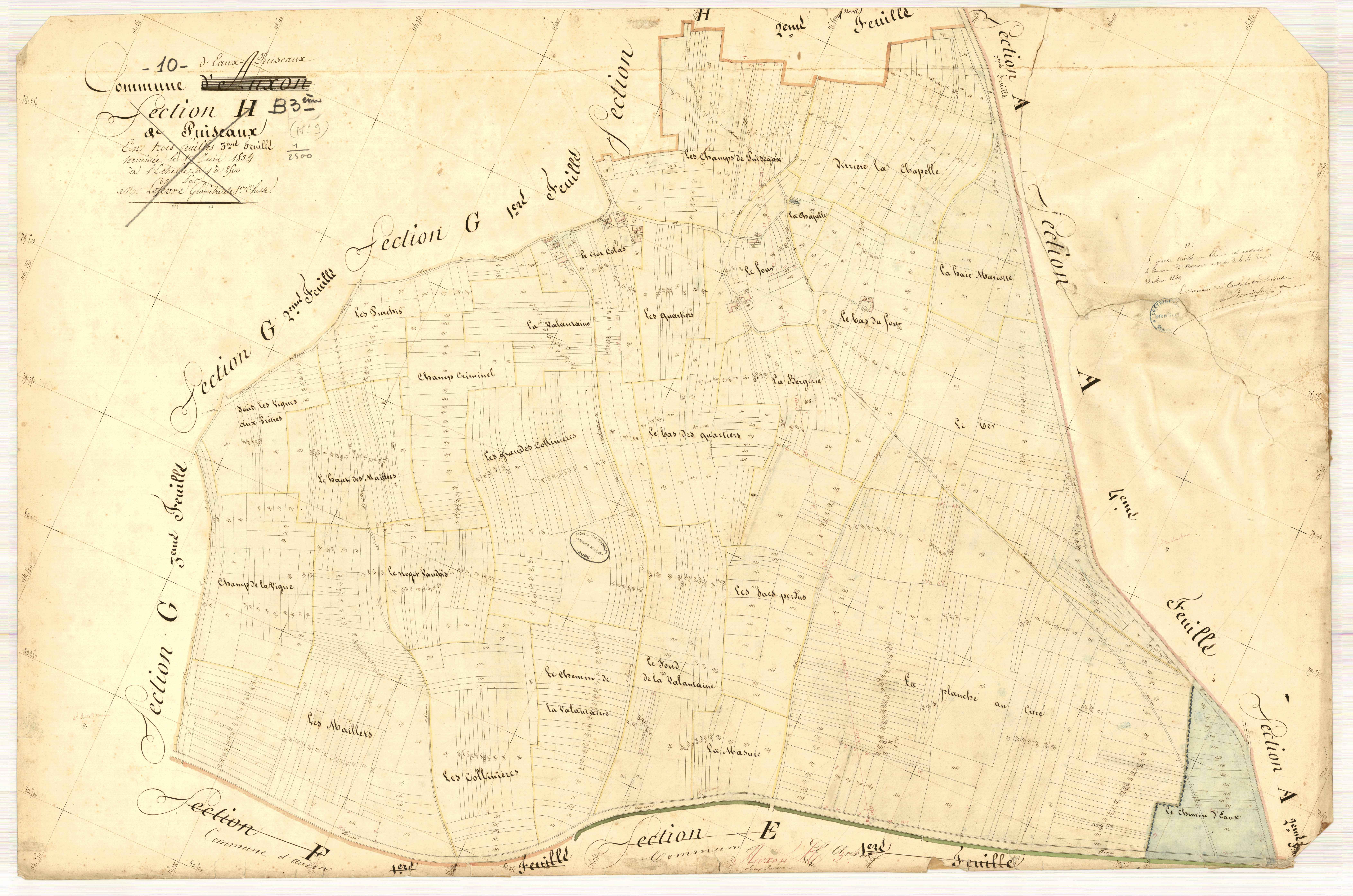 Eaux-Puiseaux, section B, feuille n° 3