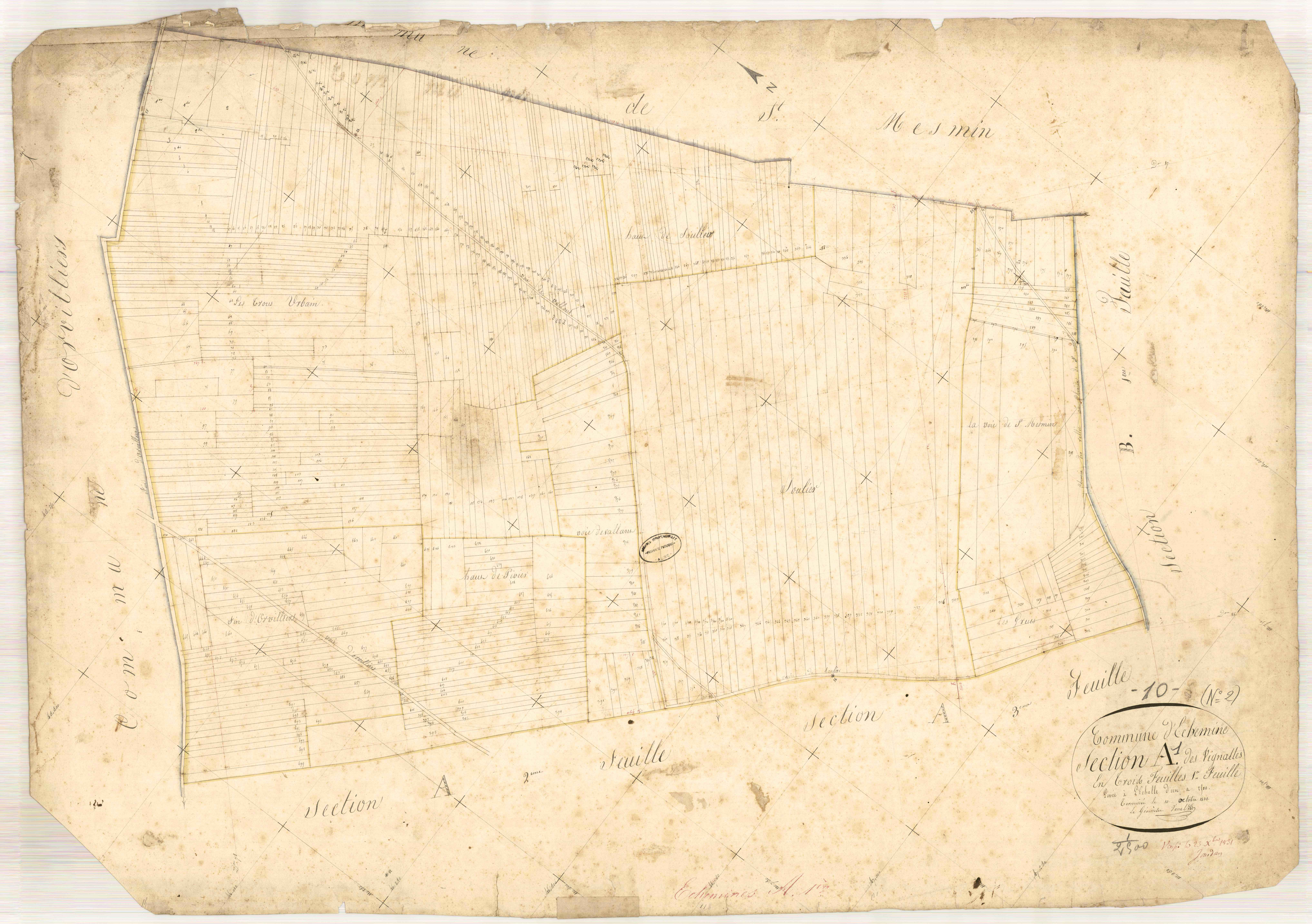 Echemines, section A dite des vignettes, feuille n° 1