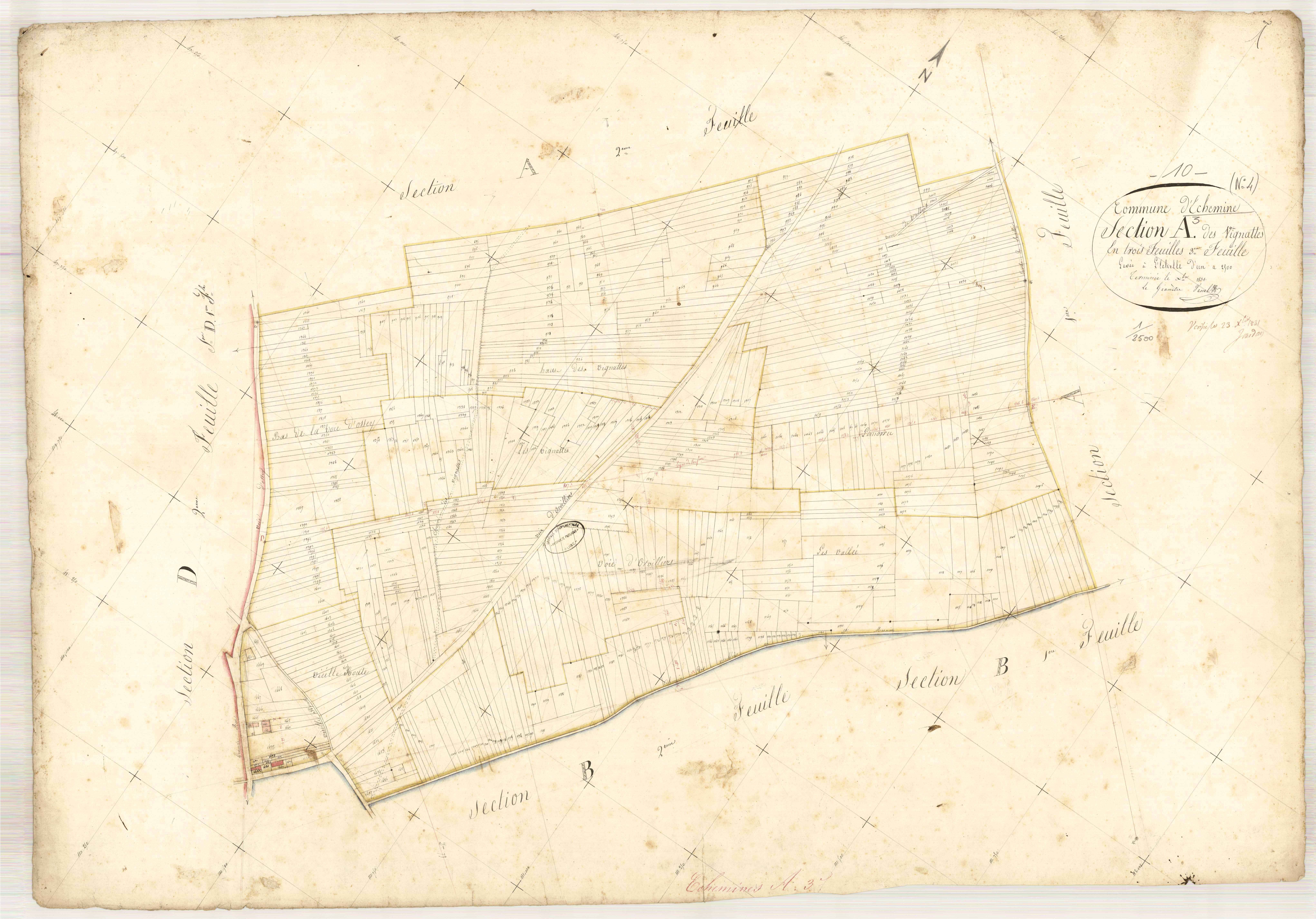 Echemines, section A dite des vignettes, feuille n° 3