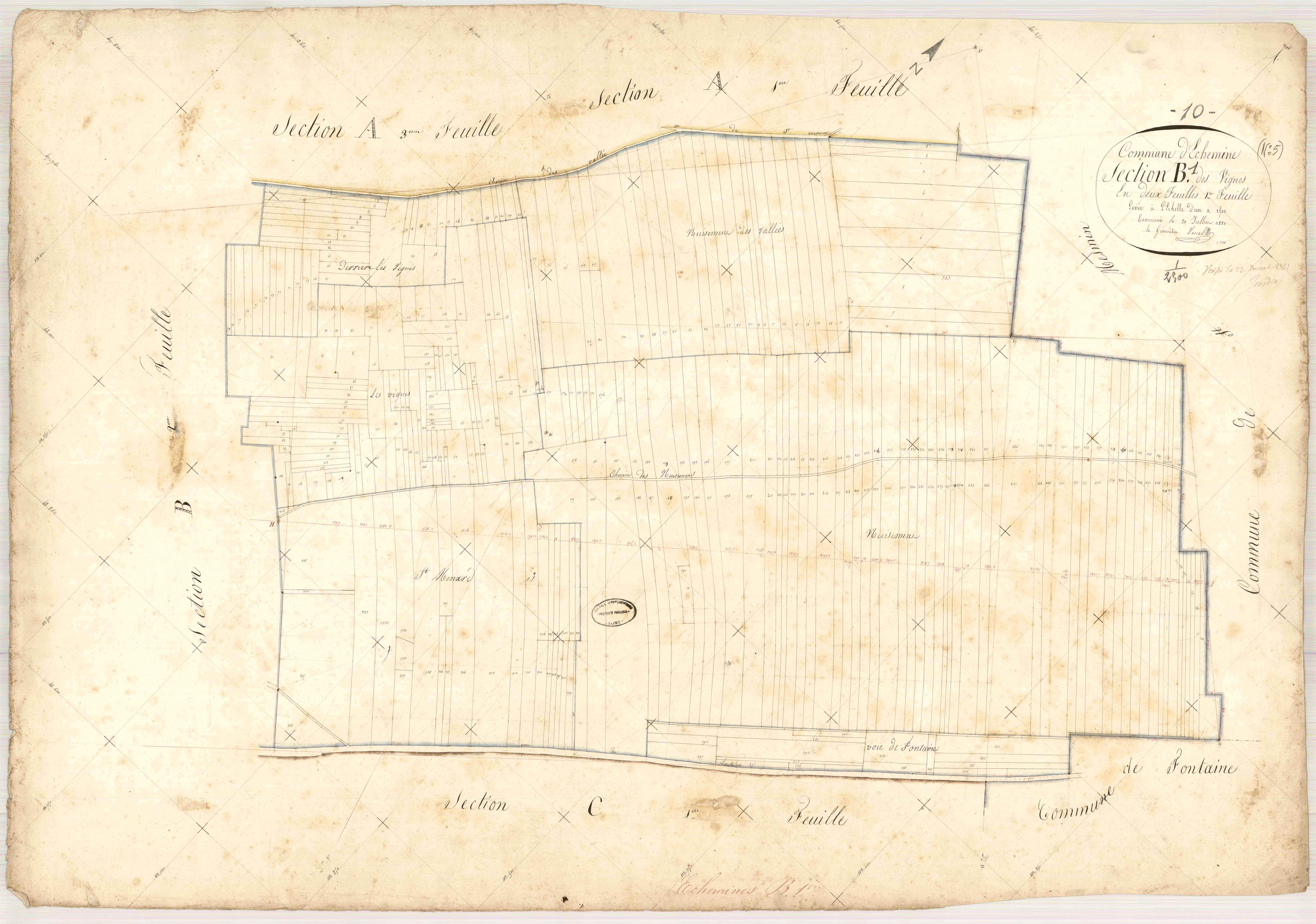 Echemines, section B dite des vignes, feuille n° 1