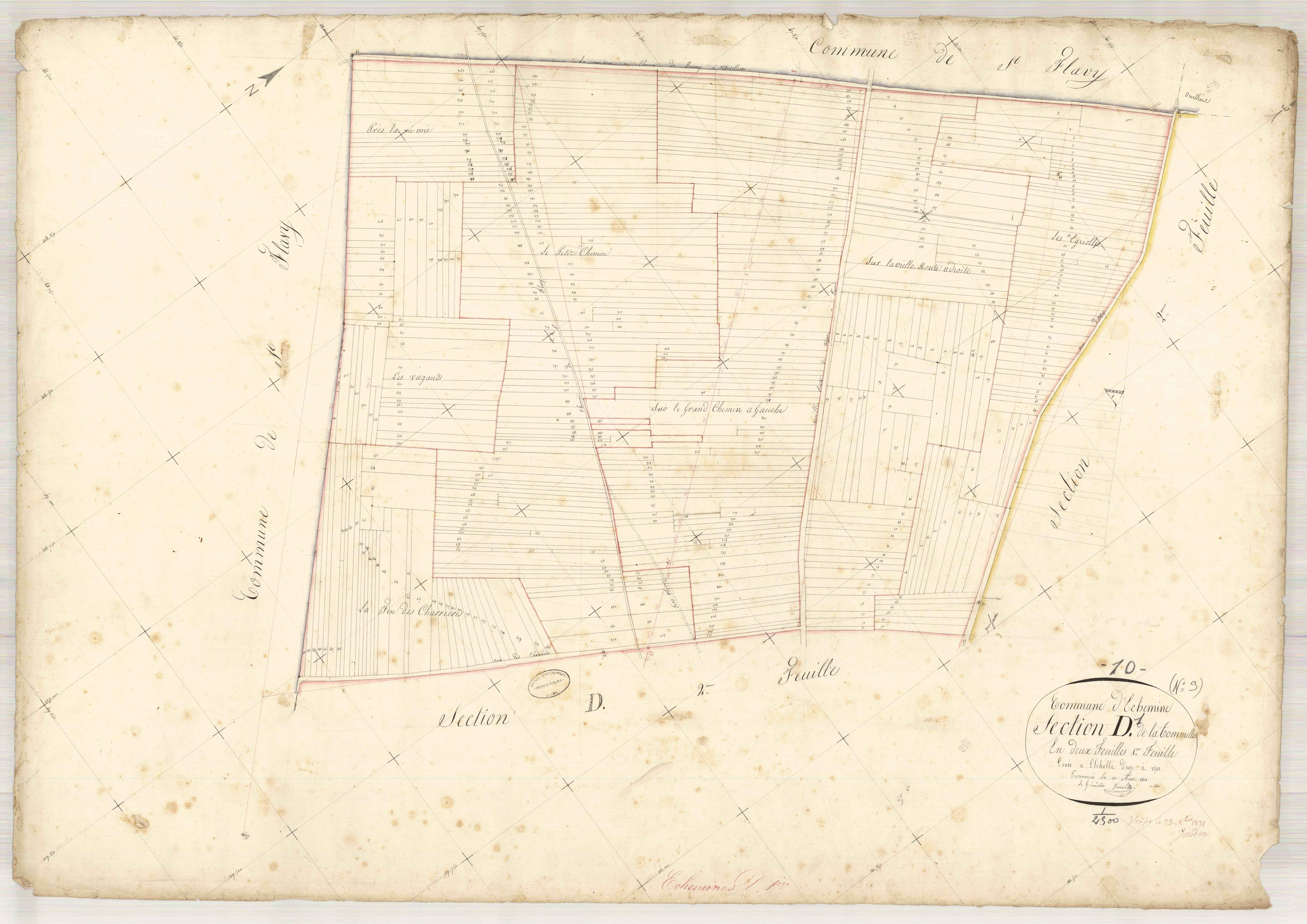 Echemines, section D dite de la tommelle, feuille n° 1, parcelles n° 1-480