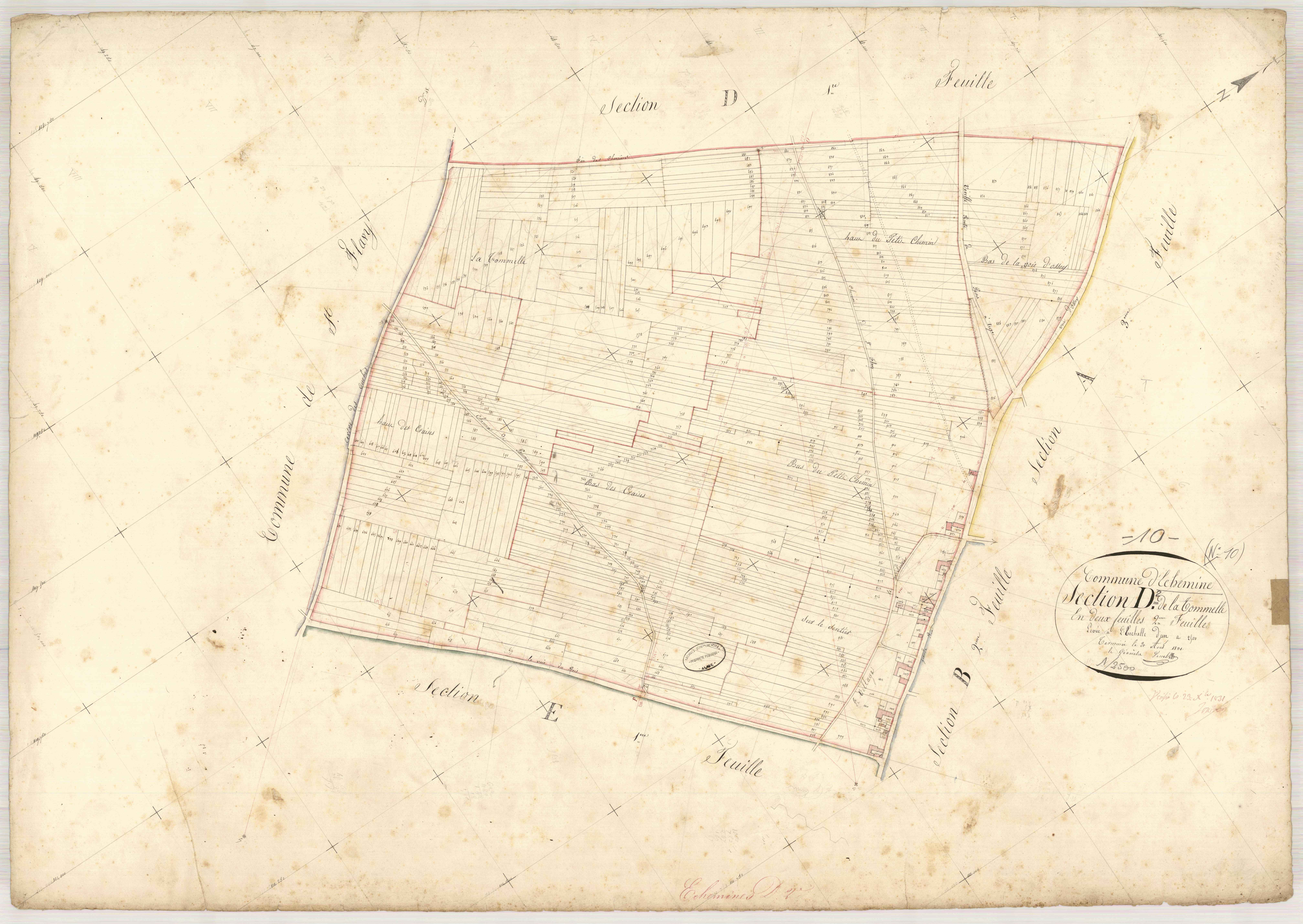 Echemines, section D dite de la tommelle, feuille n° 2