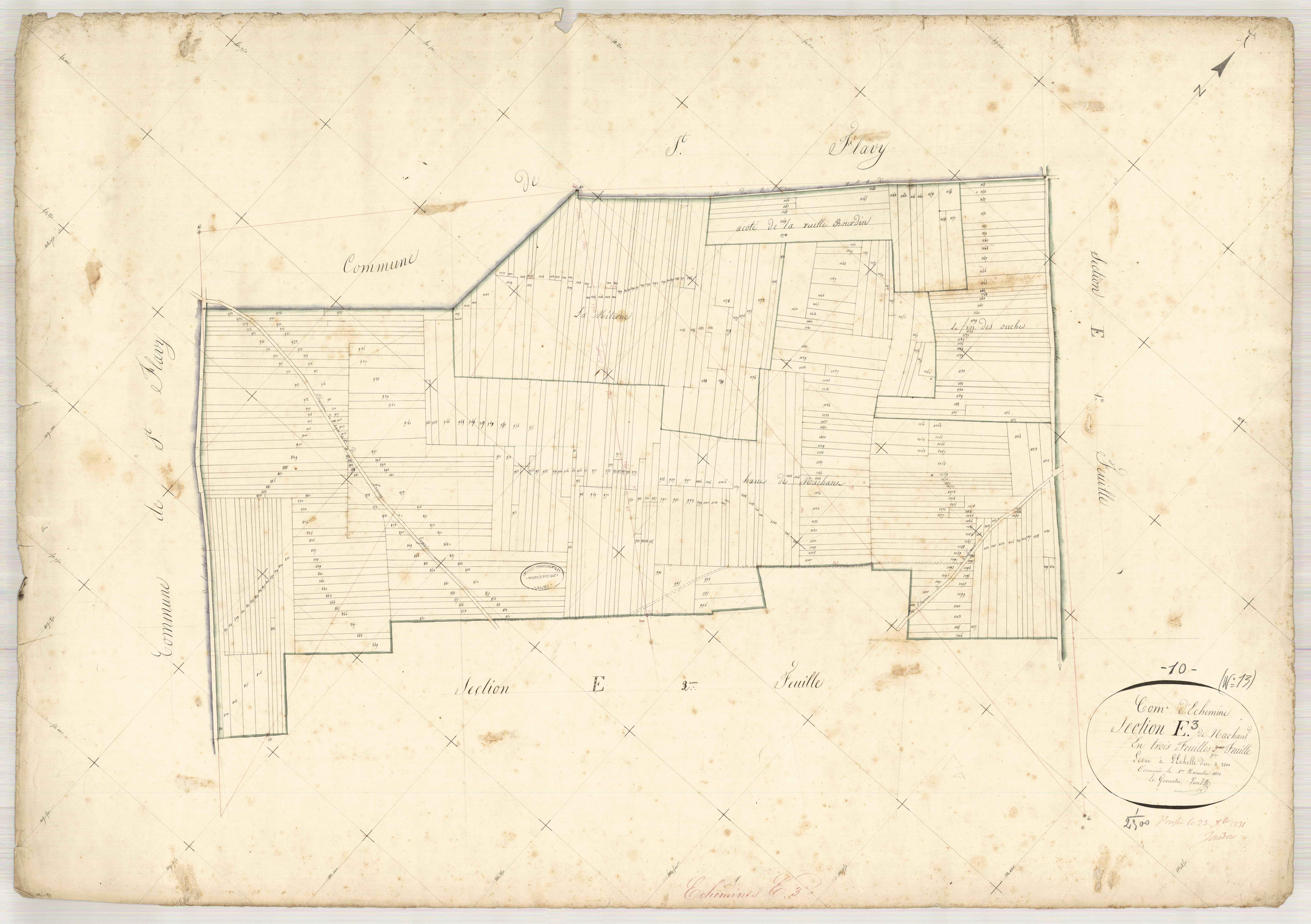 Echemines, section E dite de Nachant, feuille n° 3