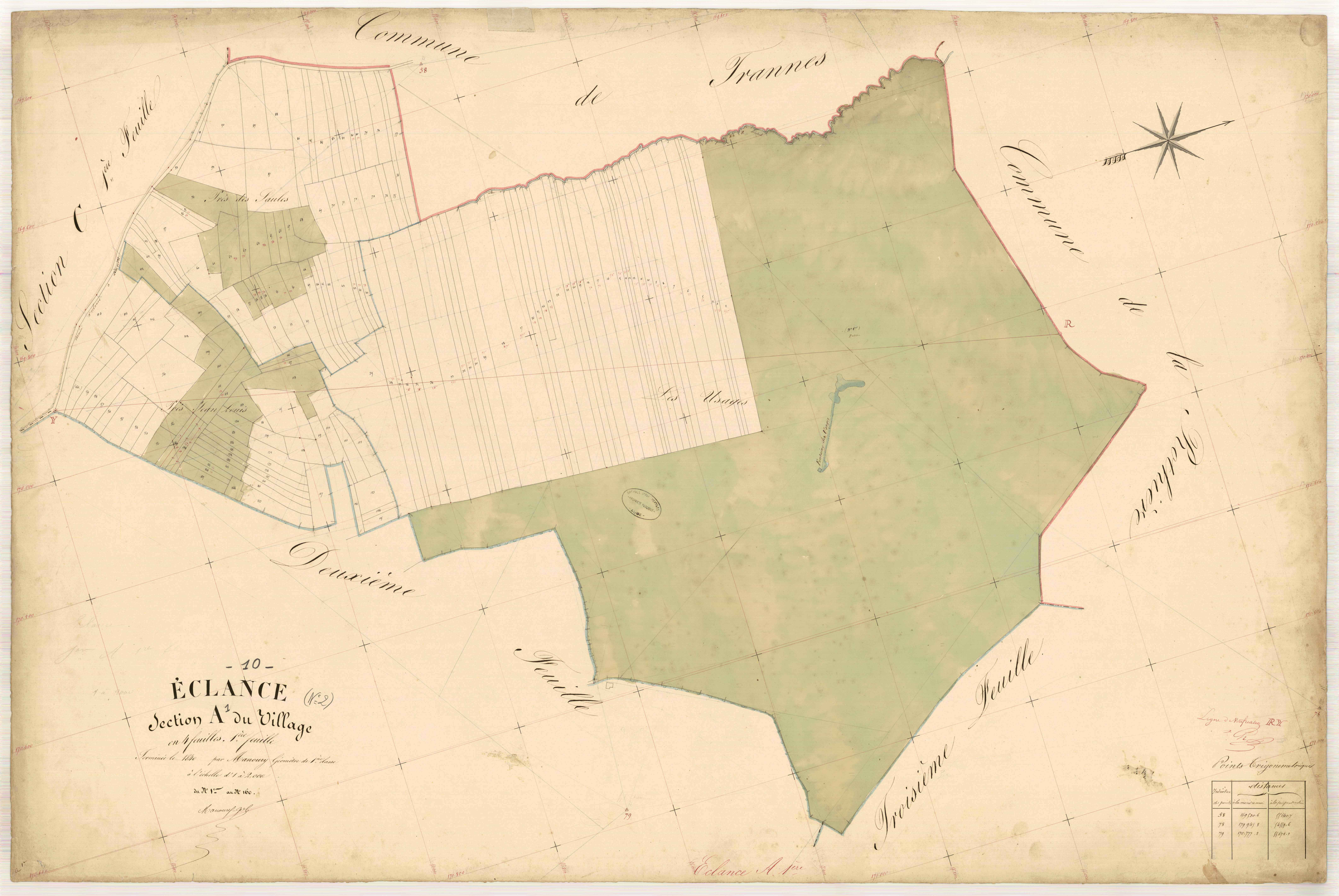 Eclance, section A dite du village, feuille n° 1, parcelles n°1-160