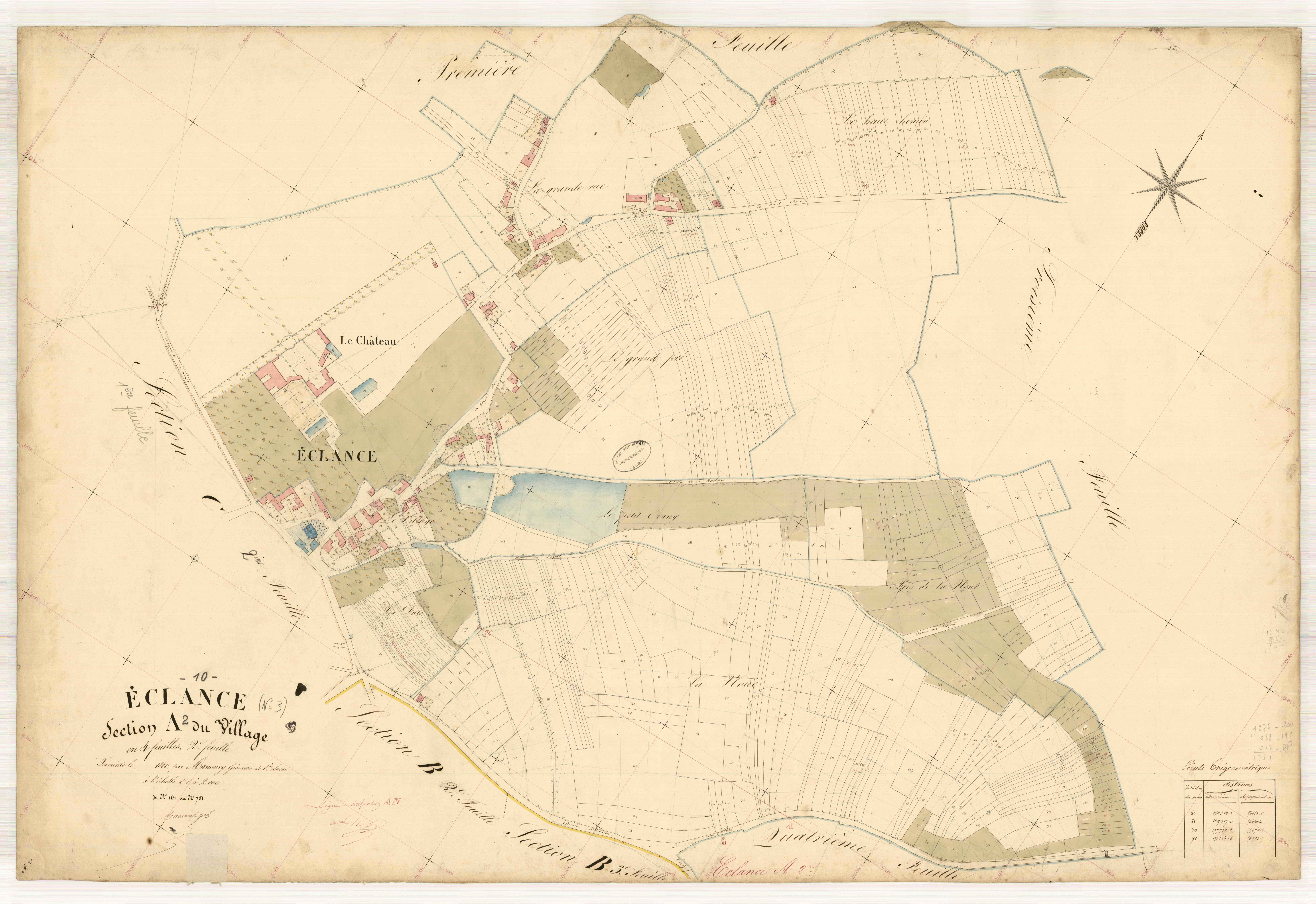 Eclance, section A dite du village, feuille n° 2, parcelles n°161-751