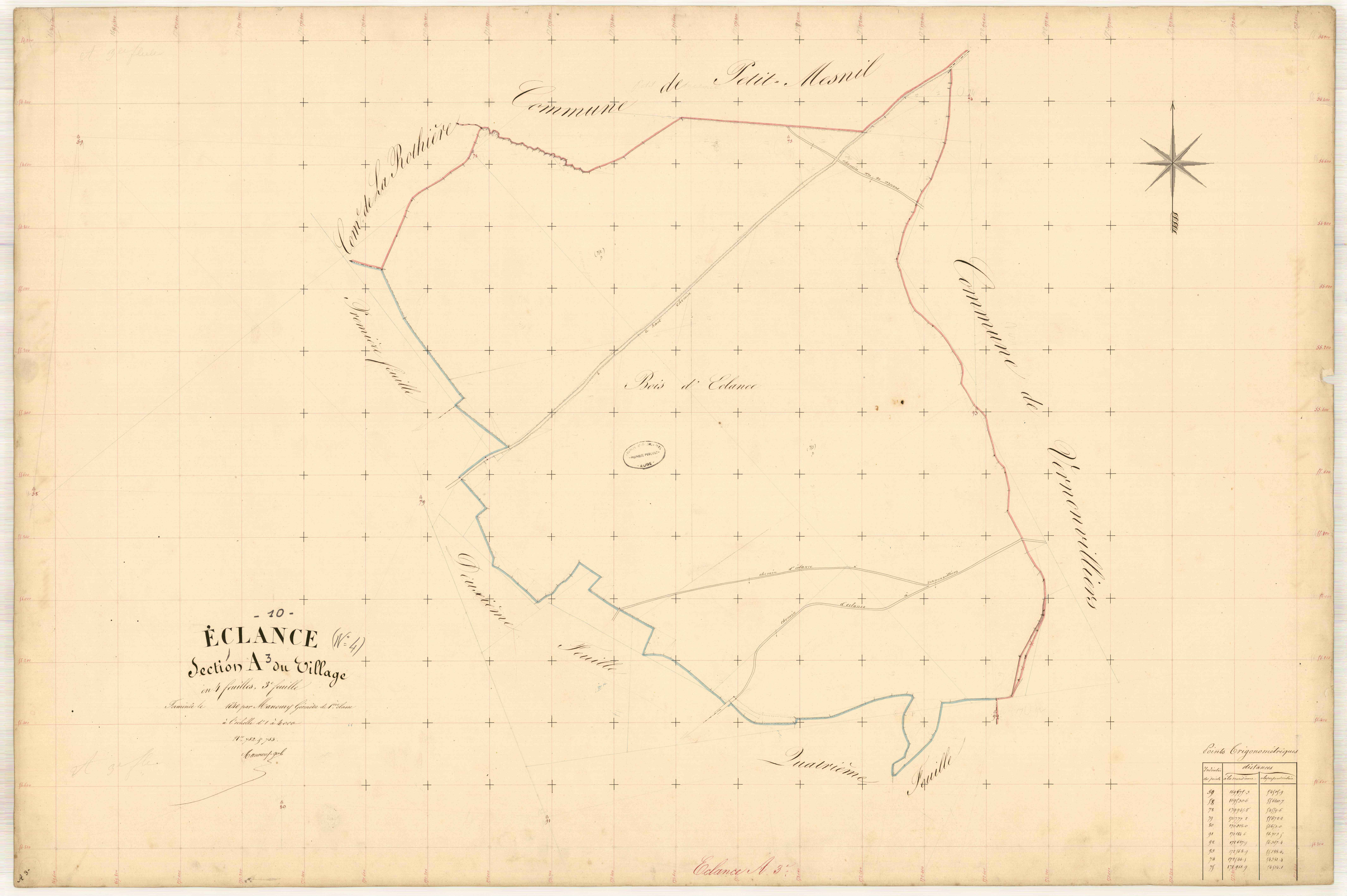 Eclance, section A dite du village, feuille n° 3, parcelles n°752-753