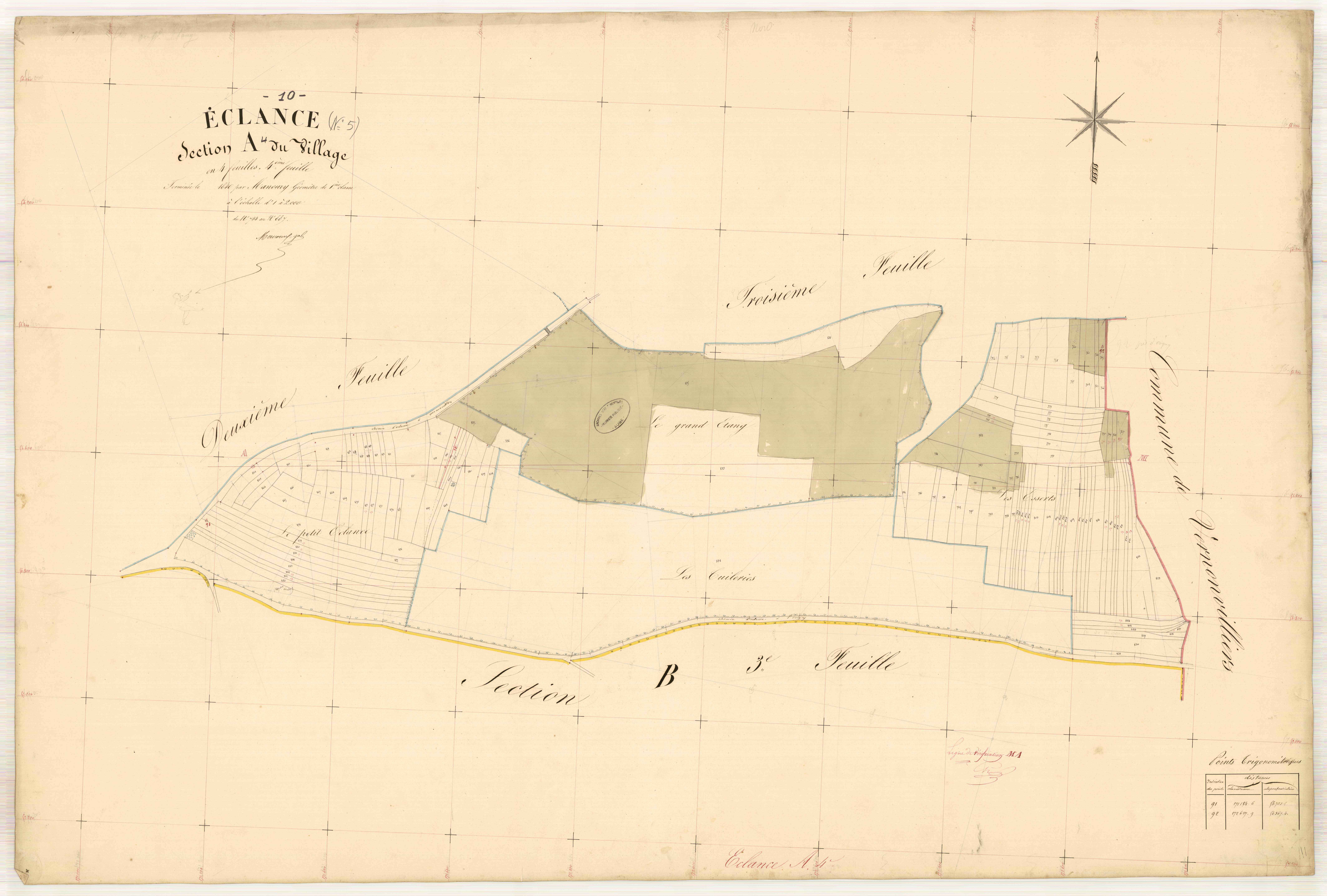 Eclance, section A dite du village, feuille n° 4, parcelles n°754-887