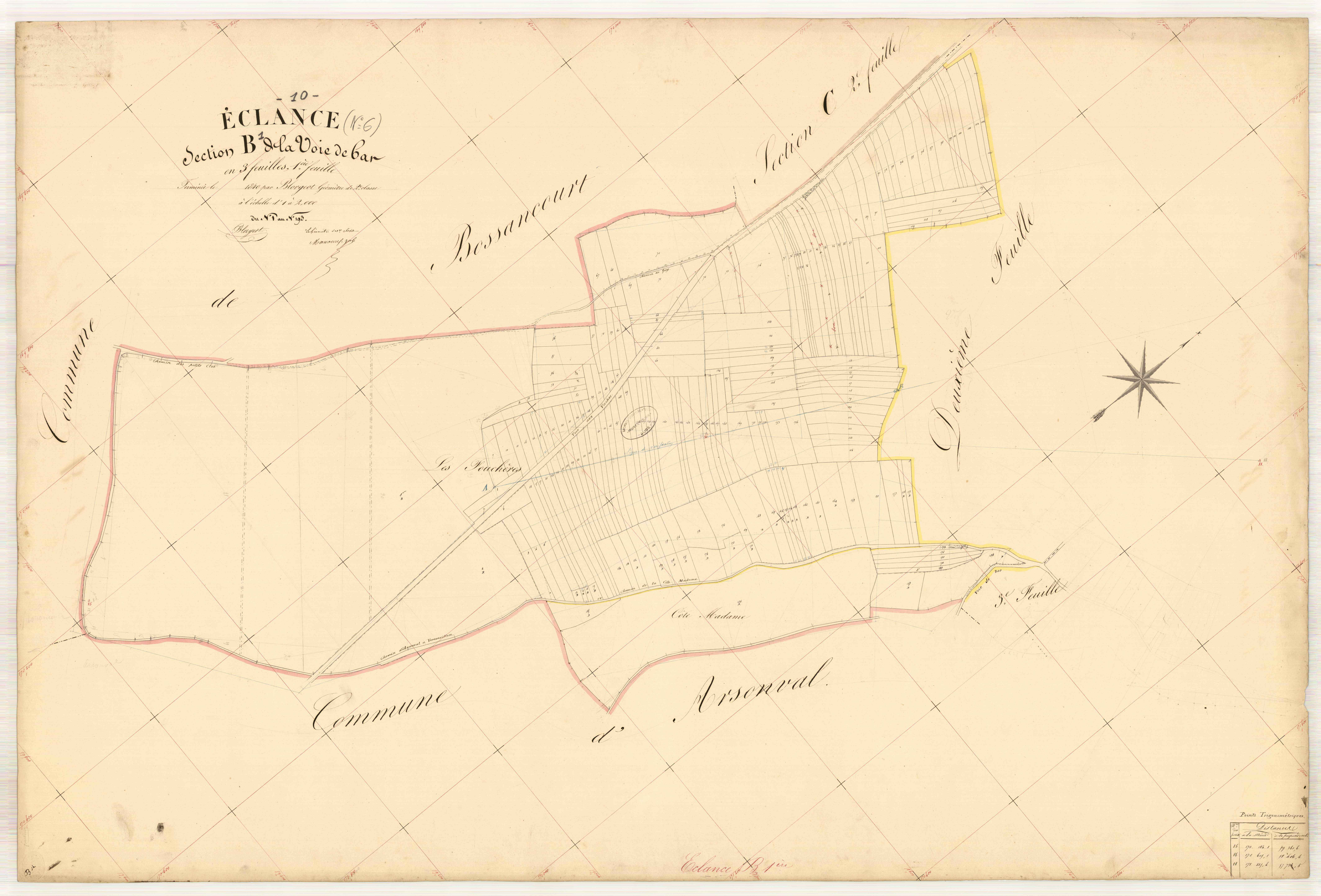 Eclance, section B dite la voie de Bar, feuille n° 1, parcelles n°1-193