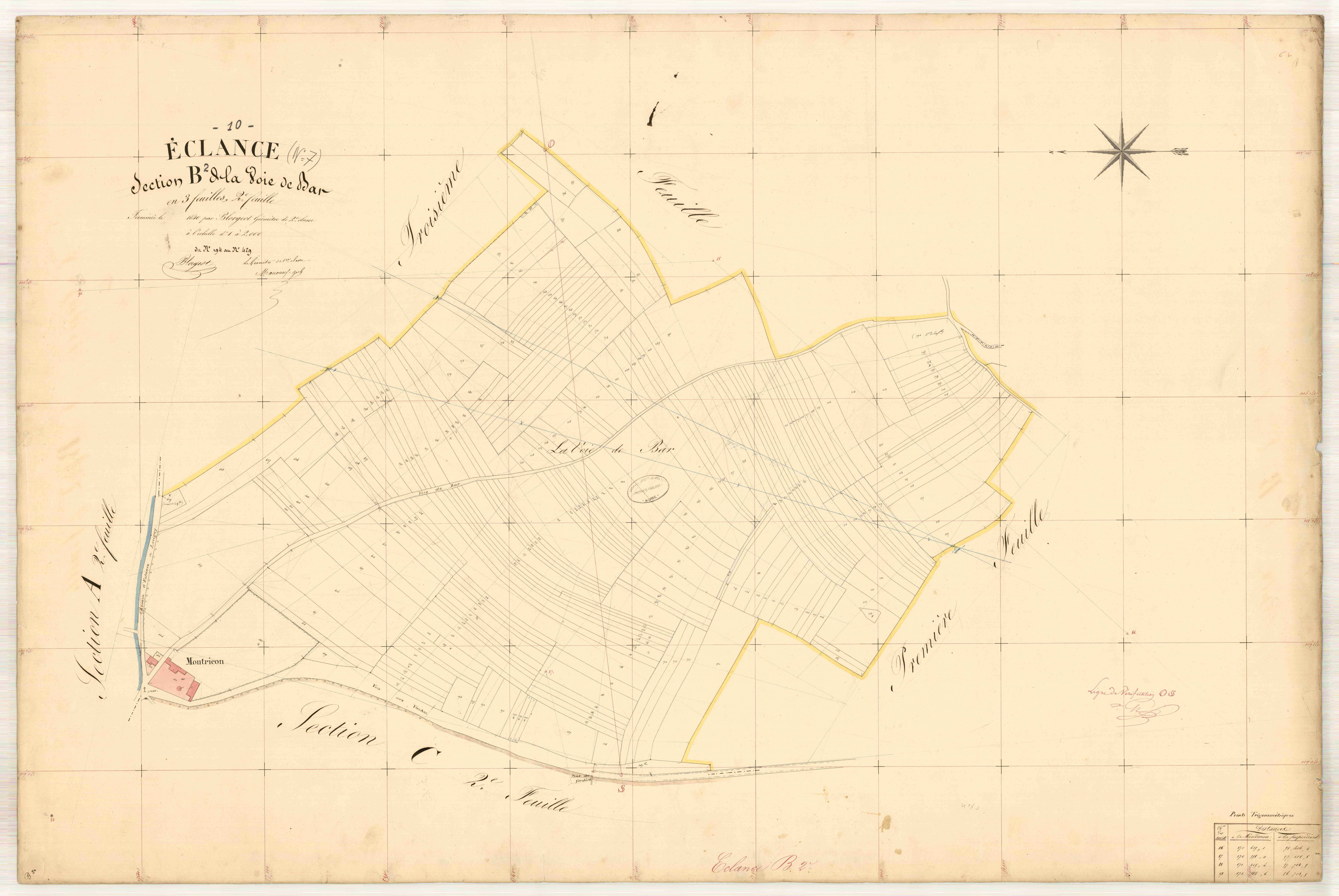 Eclance, section B dite la voie de Bar, feuille n° 2, parcelles n°194-429