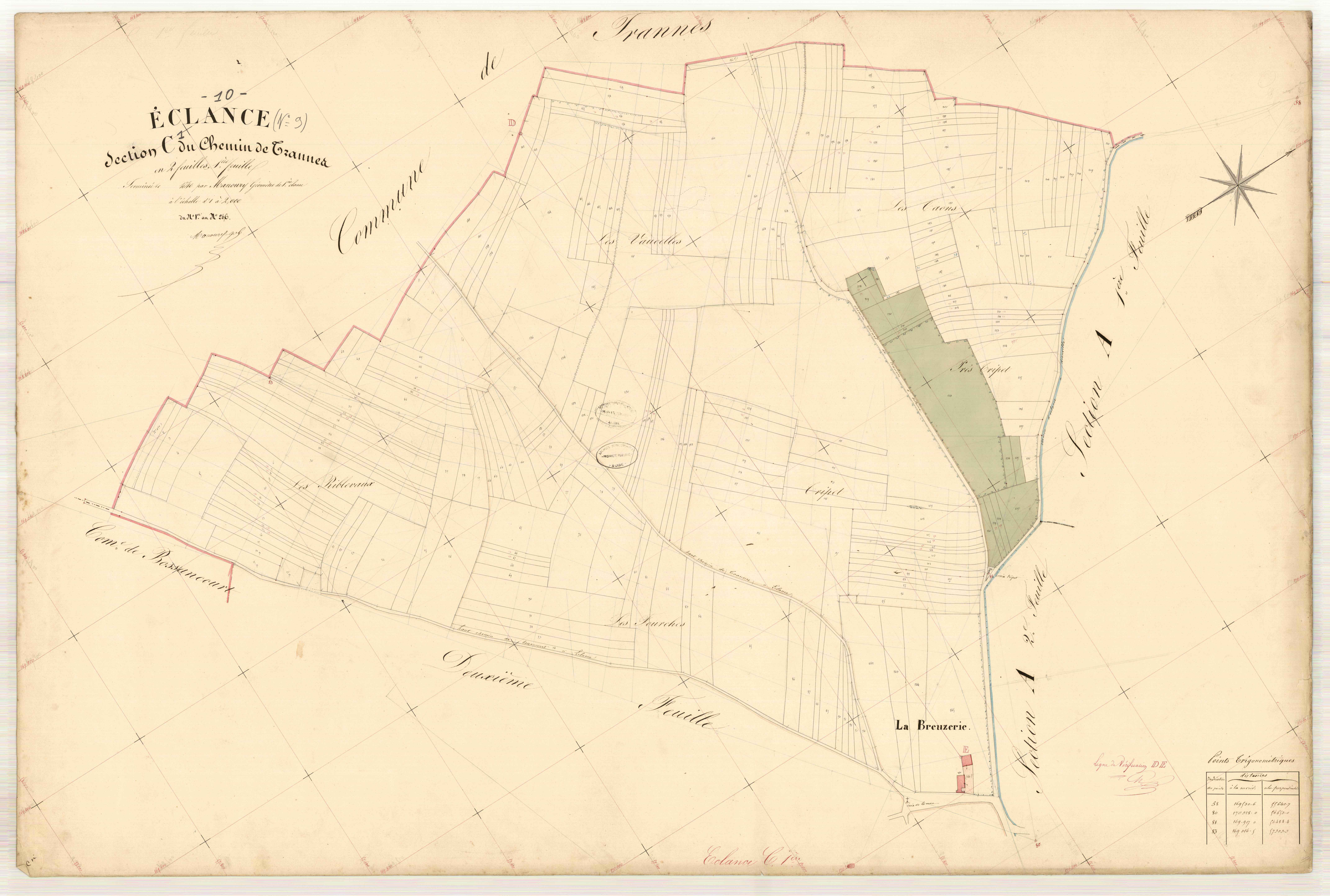 Eclance, section C dite chemin de Trannes, feuile n° 1, parcelles n°1-246