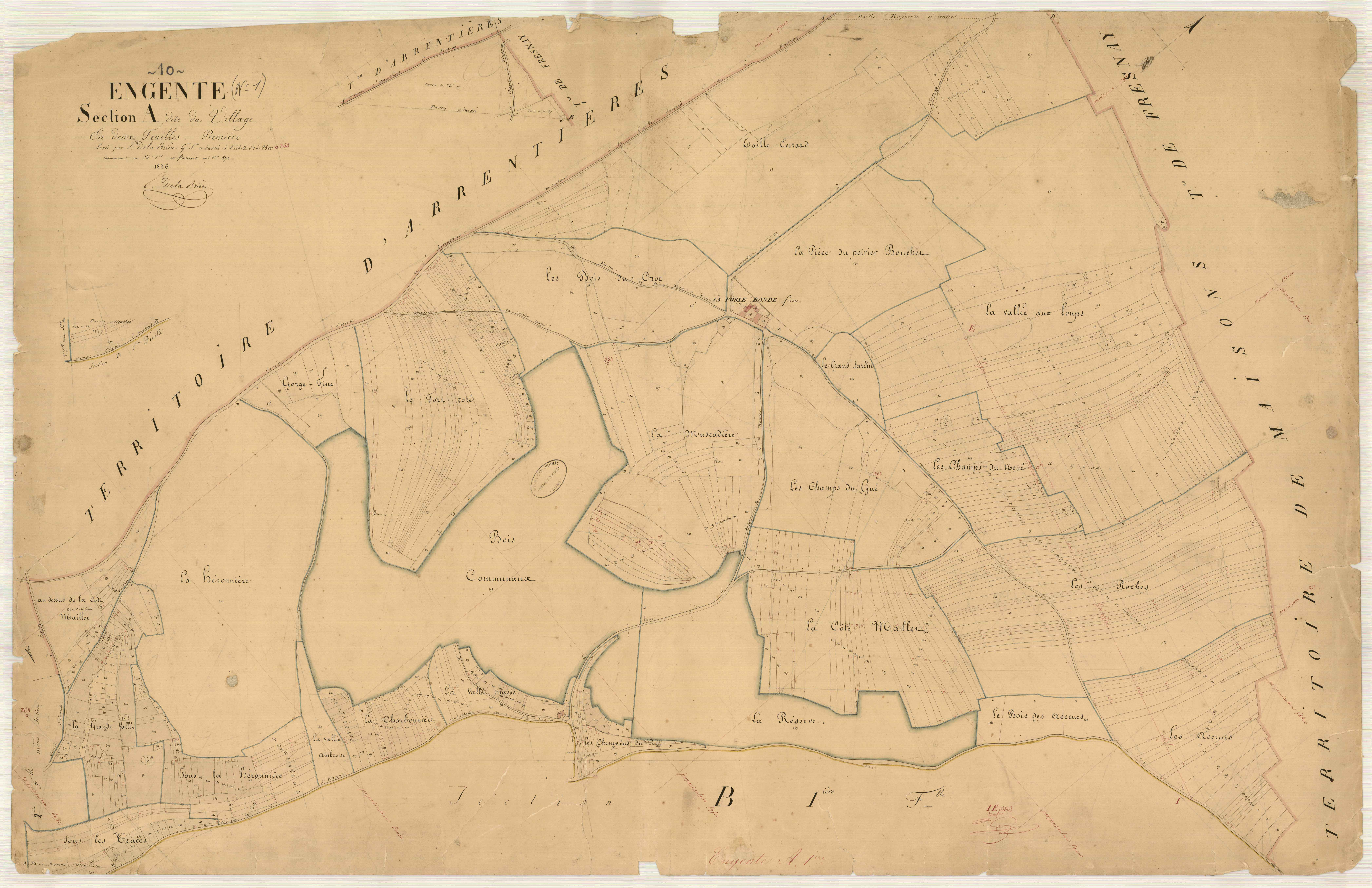 Engente, section A dite du village, feuille n° 1, parcelles n° 1-572