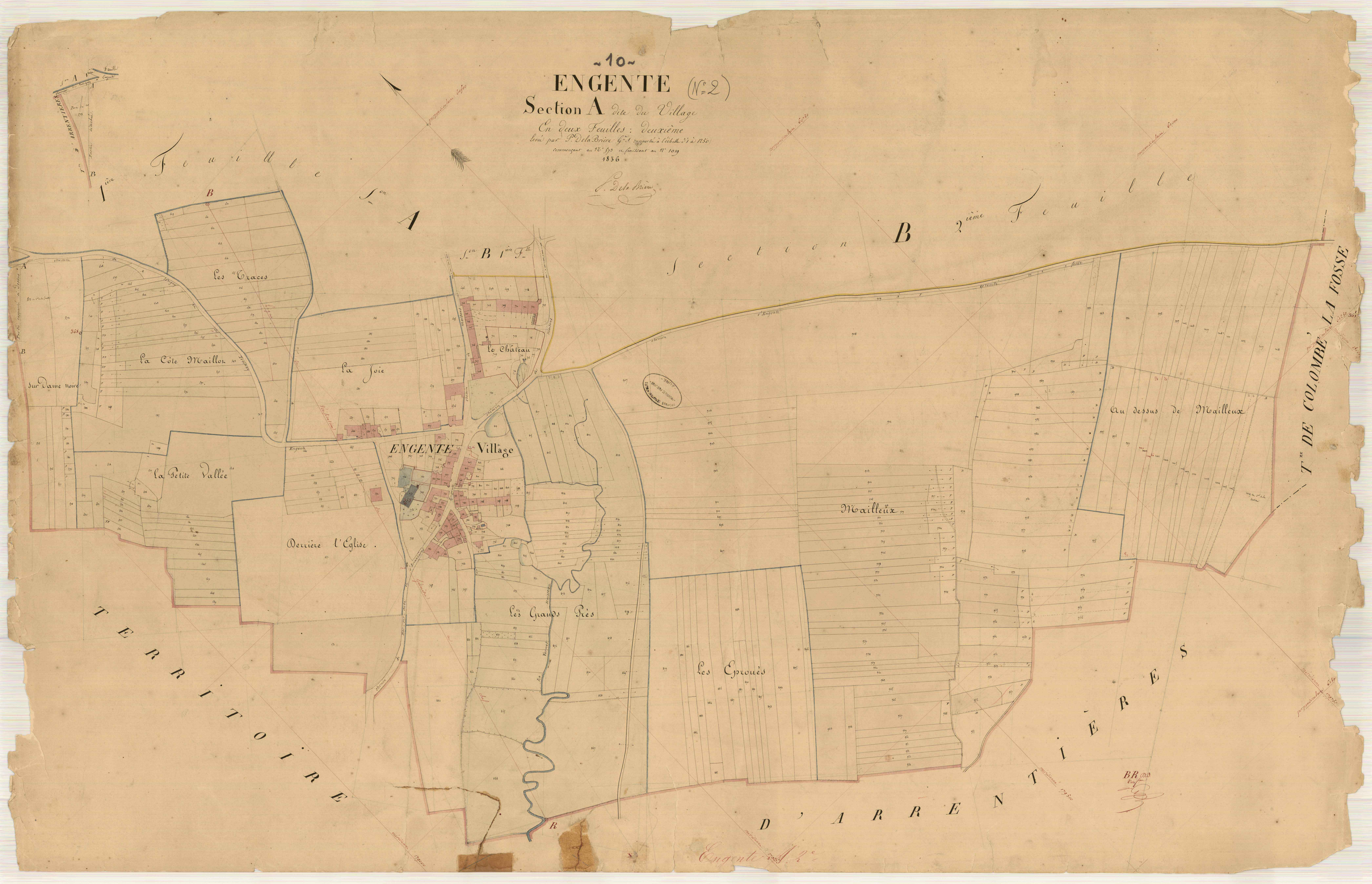 Engente, section A dite du village, feuille n° 2, parcelles n° 573-1019