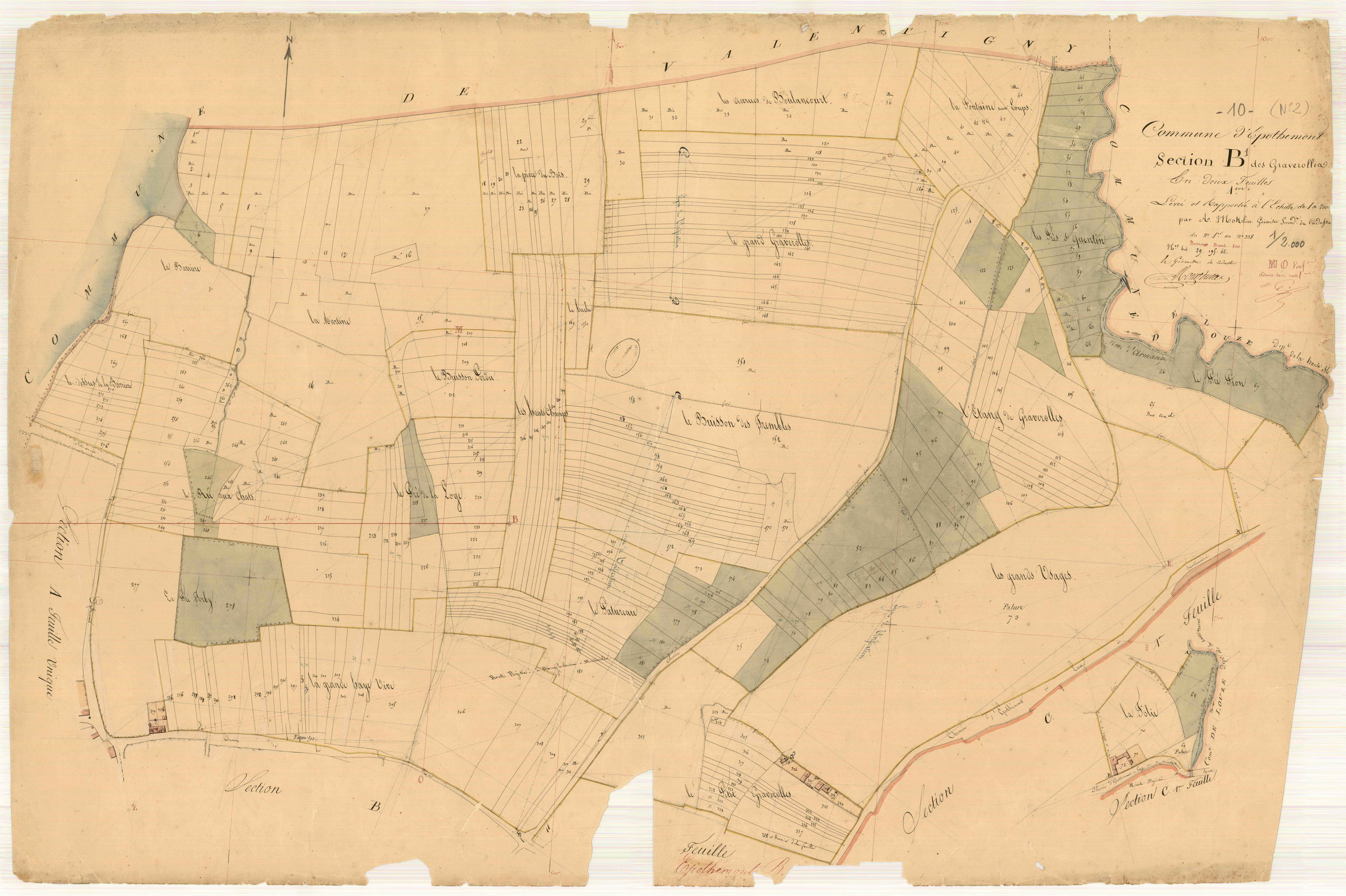 Epothémont, section B dite des graverolles, feuille n° 1, parcelles n° 1-338