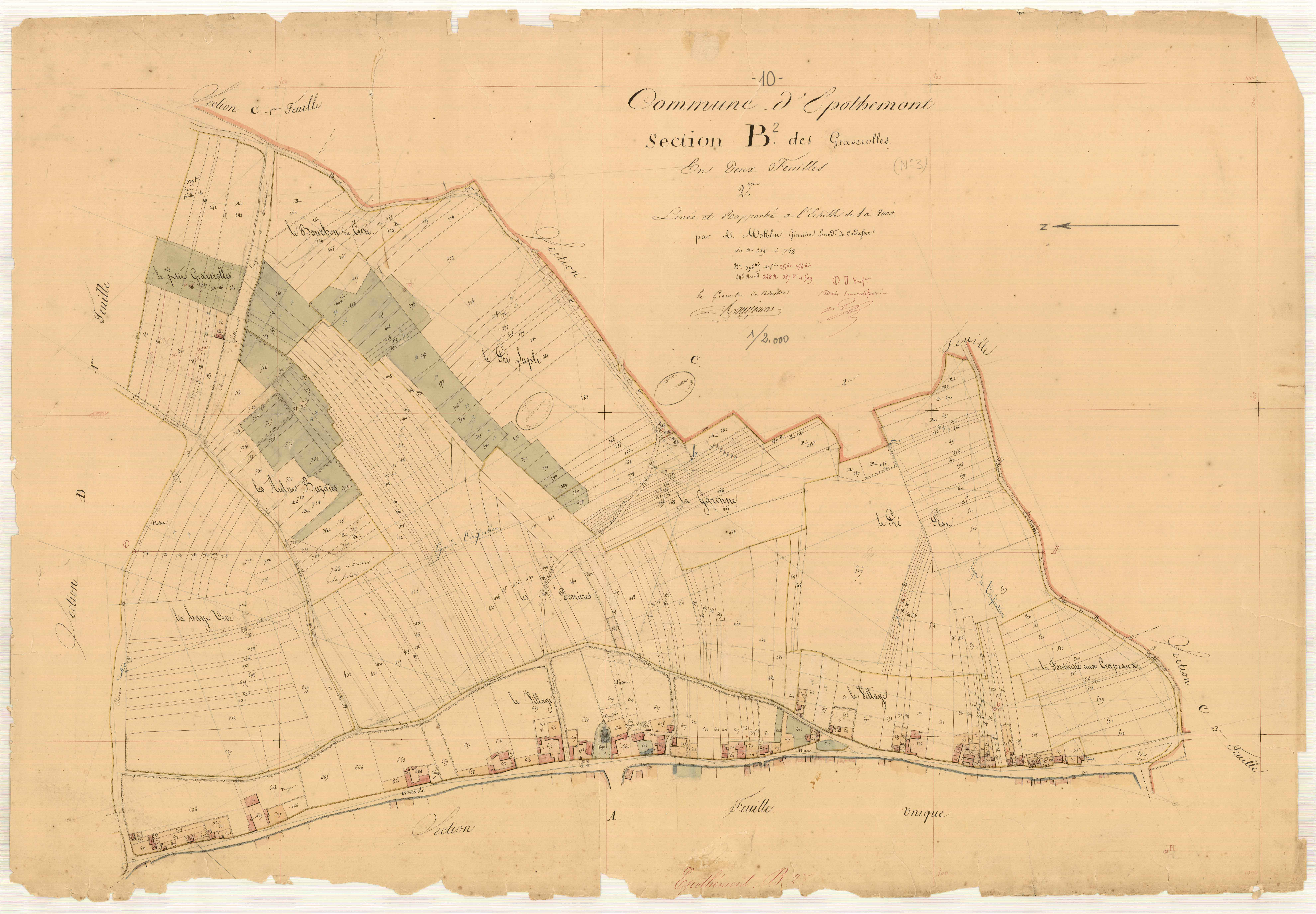 Epothémont, section B dite des graverolles, feuille n° 2, parcelles n° 339-742