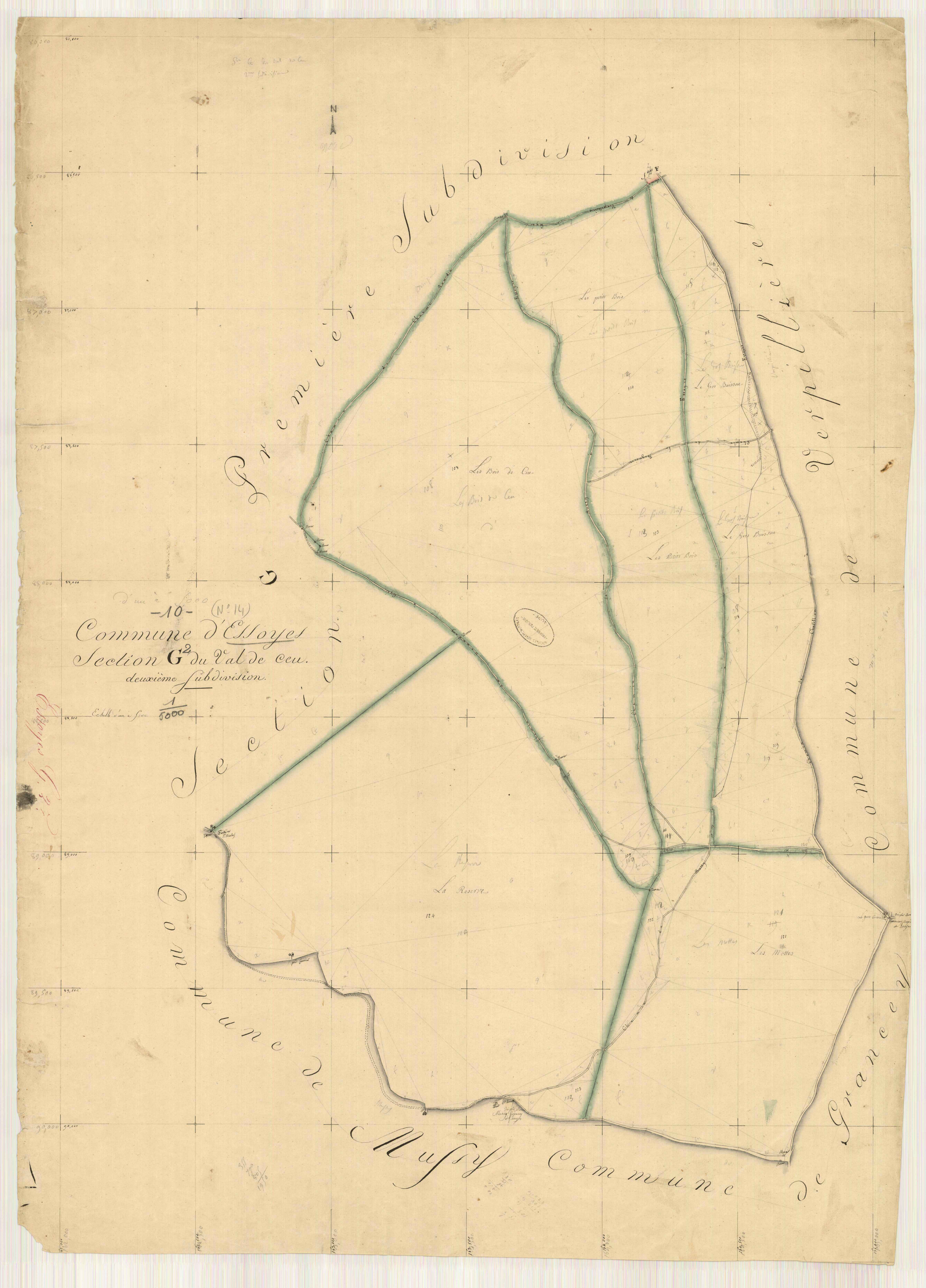 Essoyes, section G dite du val de Ceu, feuille n° 2