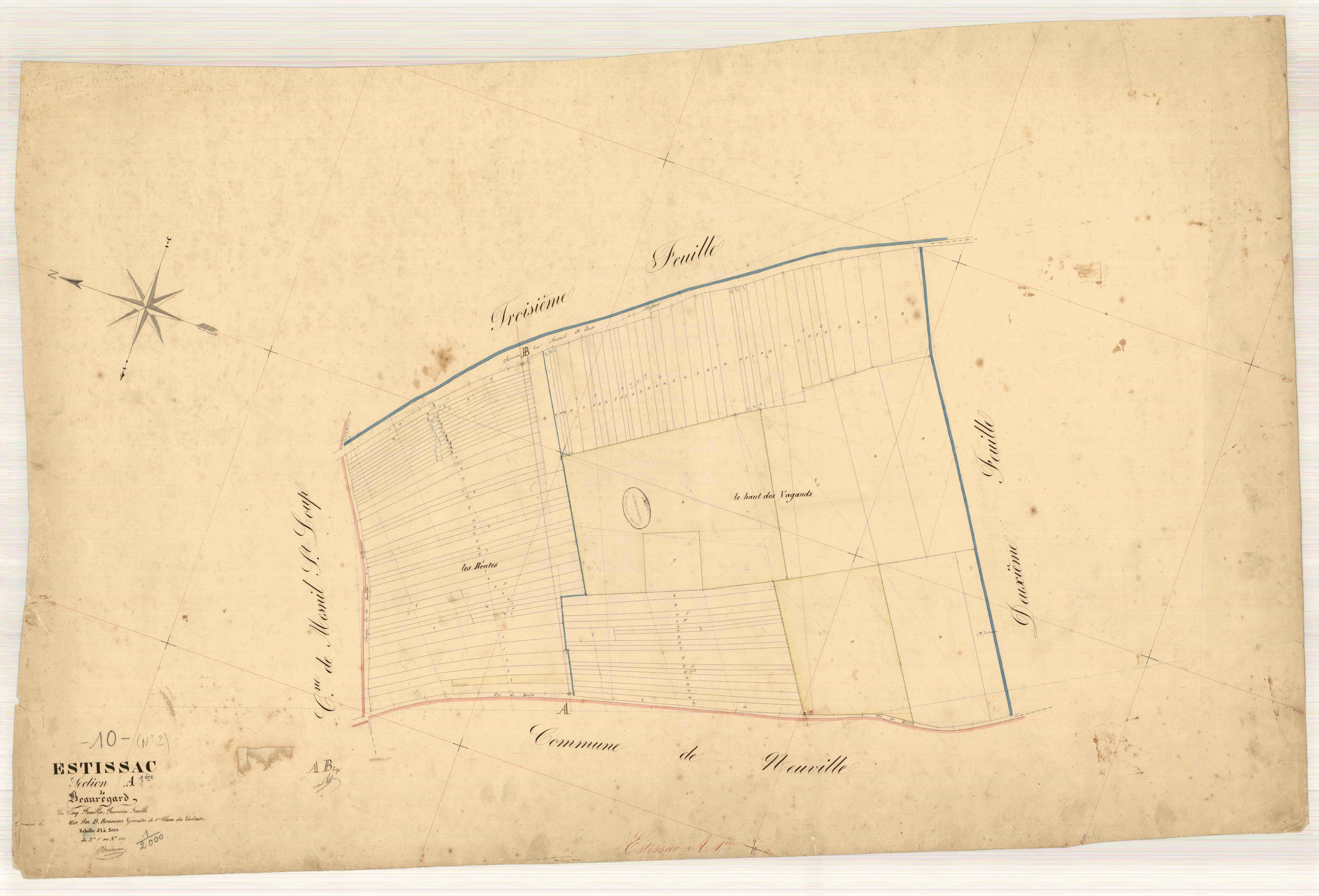 Estissac, section A dite de beauregard, feuille n° 1, parcelles n° 1-109