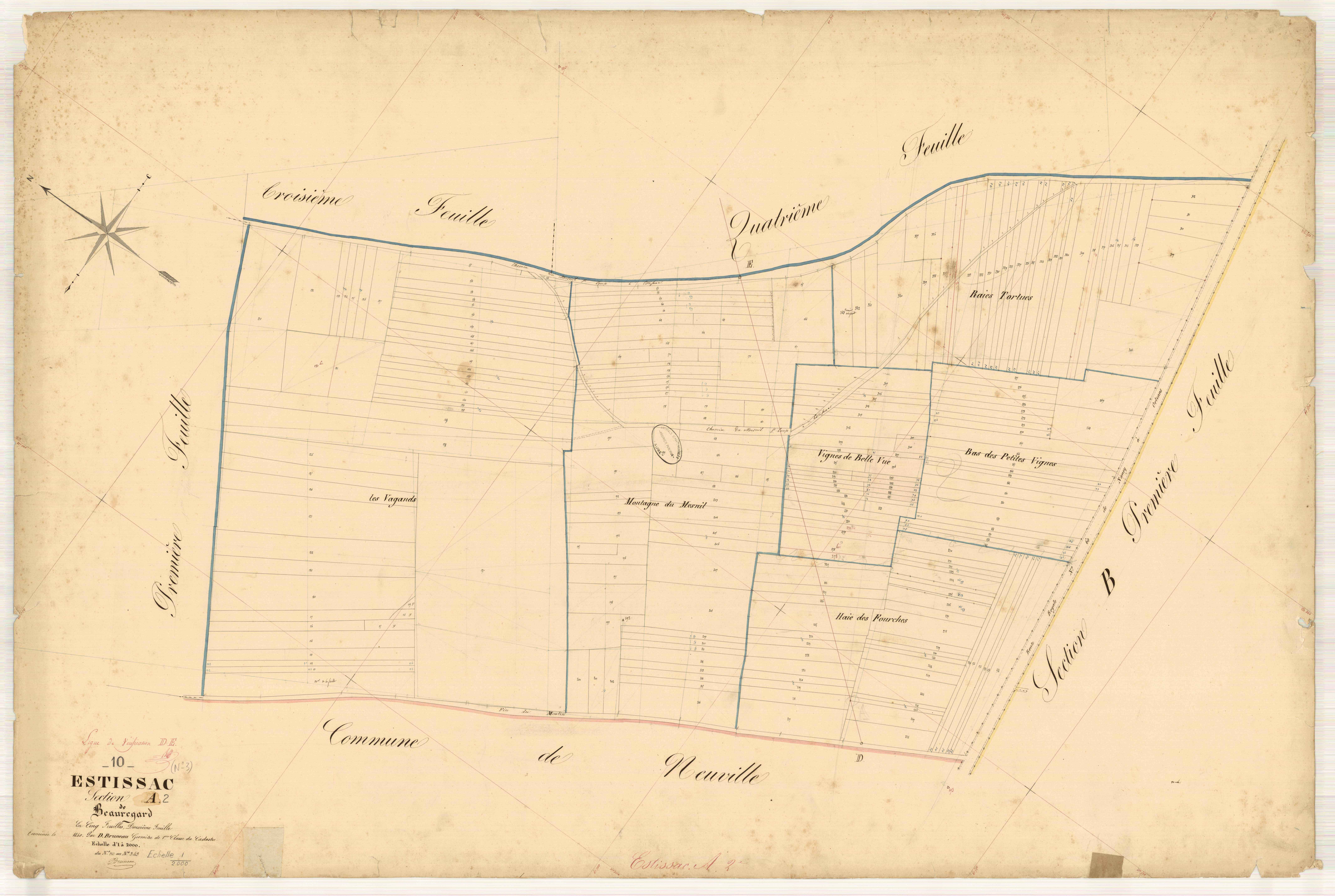 Estissac, section A dite de beauregard, feuille n° 2, parcelles n° 110-343