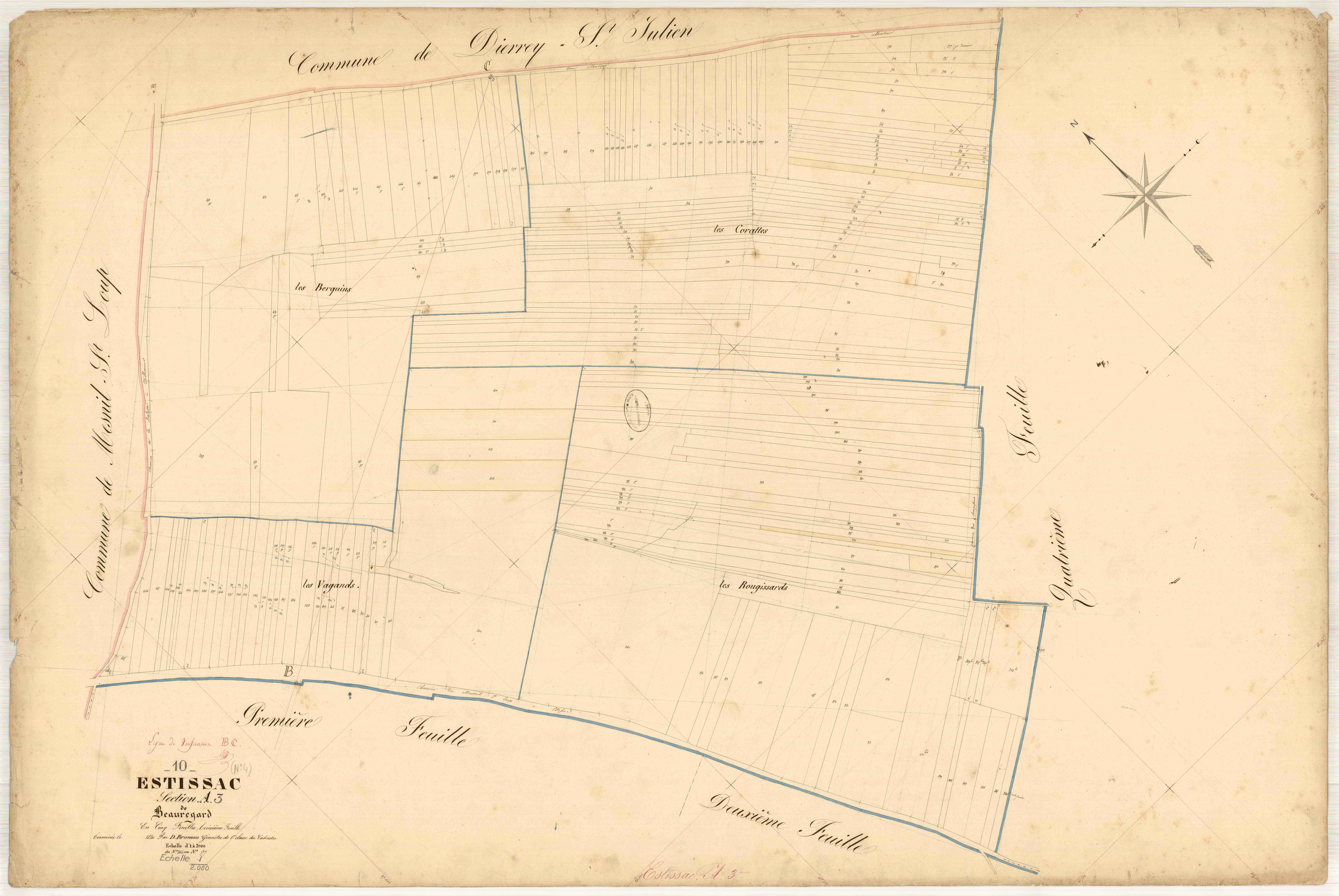 Estissac, section A dite de beauregard, feuille n° 3, parcelles n° 344-577