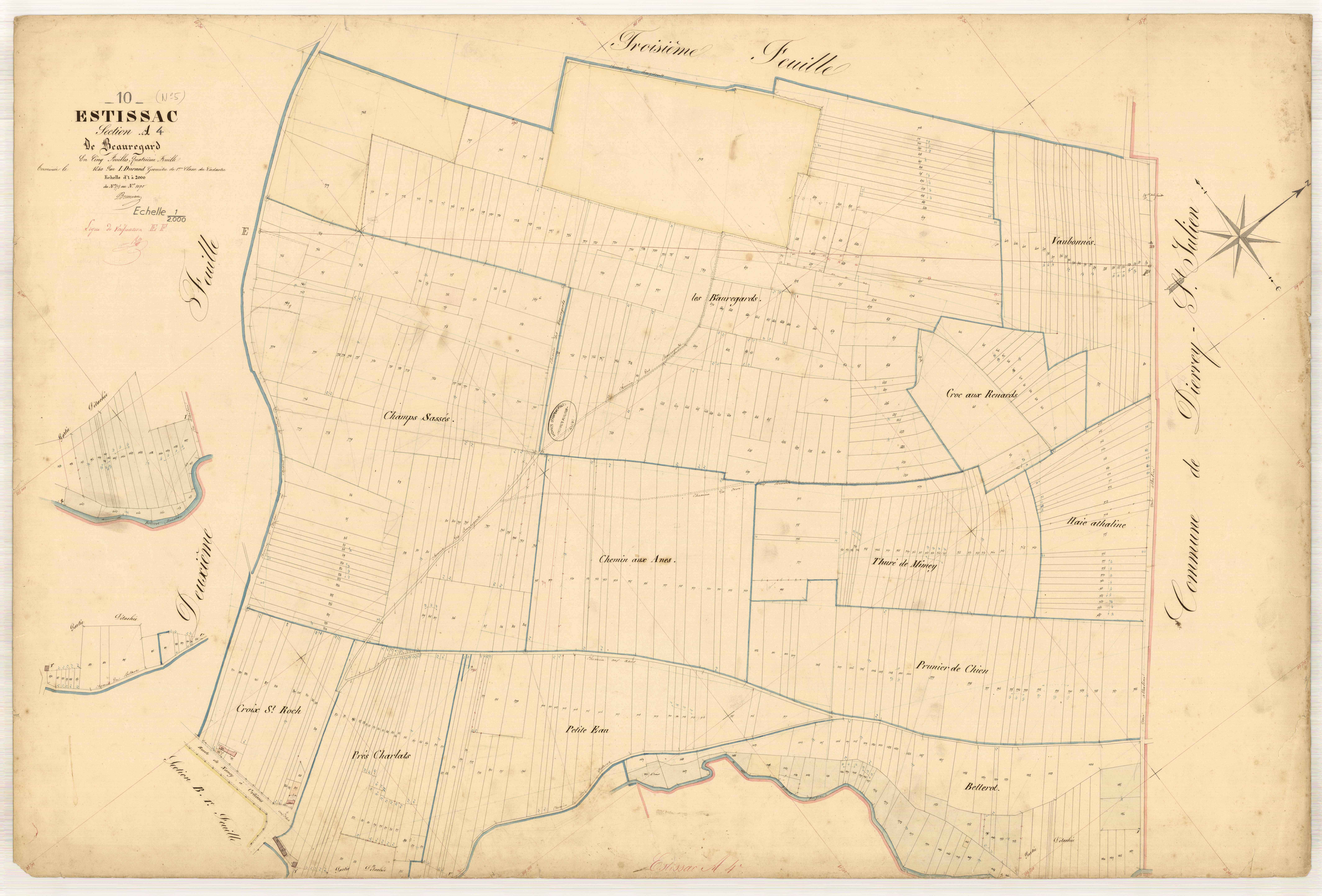 Estissac, section A dite de beauregard, feuille n° 4, parcelles n° 578-1090