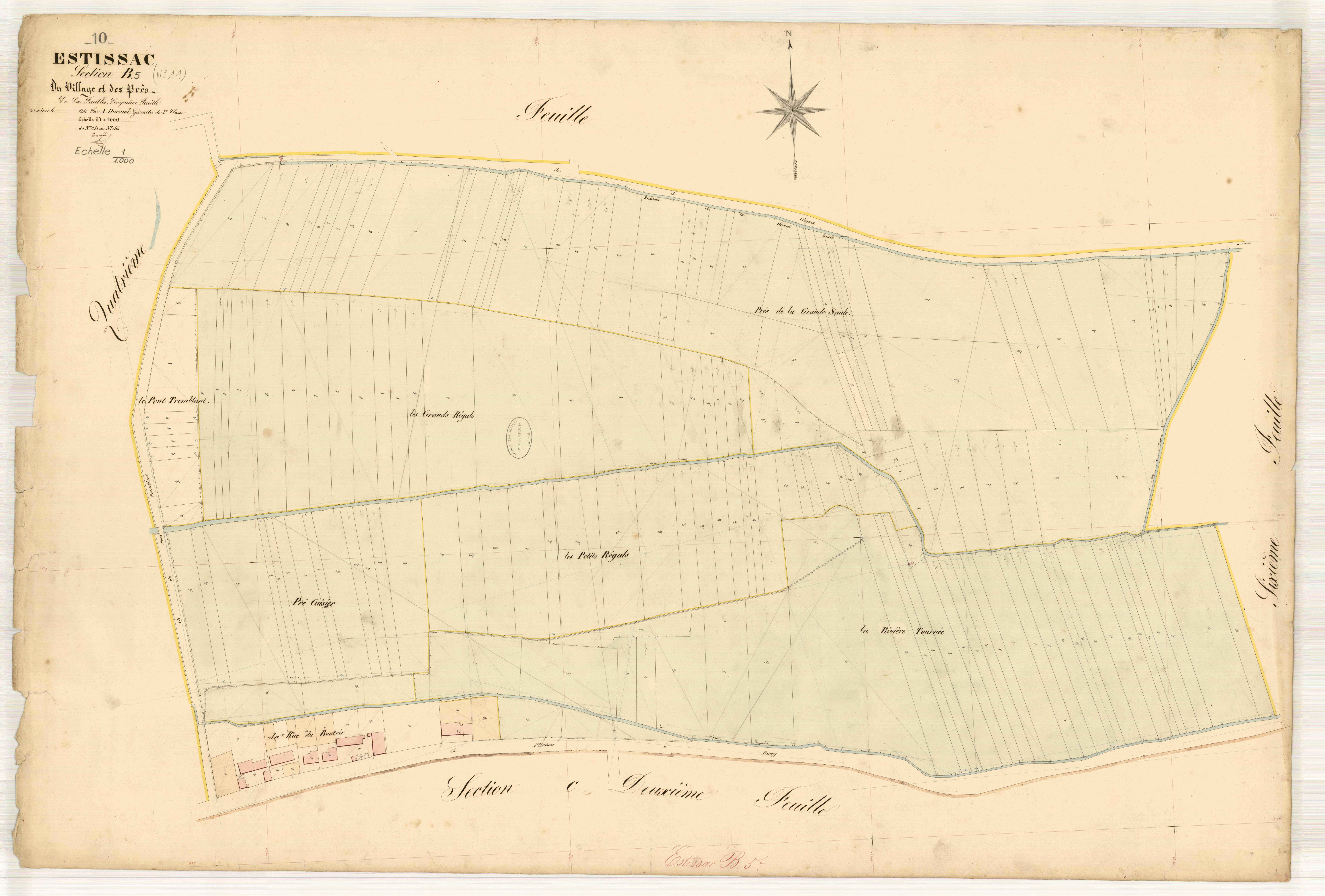 Estissac, section B dite du village et des prés, feuille n° 5, parcelles n° 1384-1564