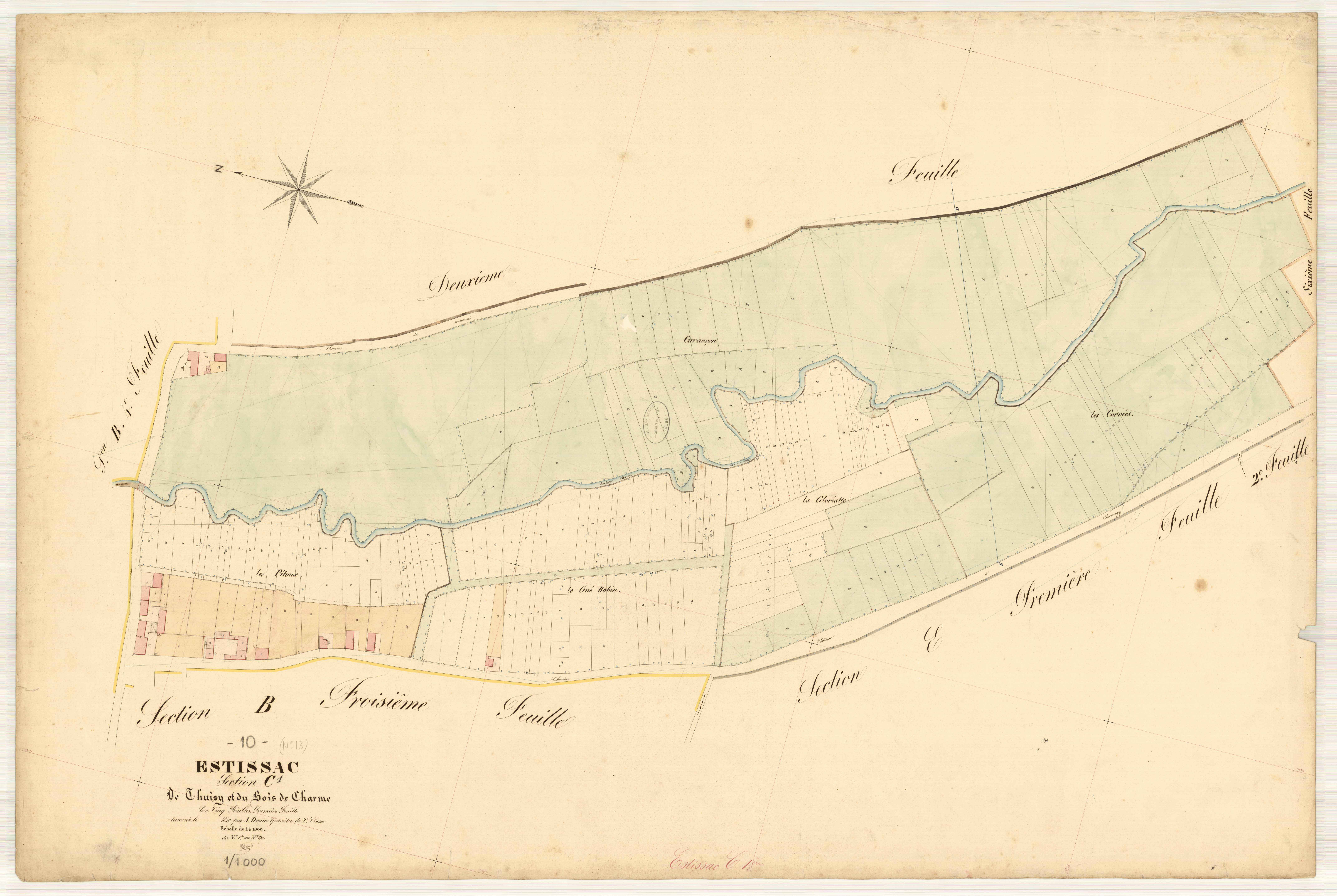 Estissac, section C dite de Thuisy et du bois de charme, feuille n° 1, parcelles n° 1-237