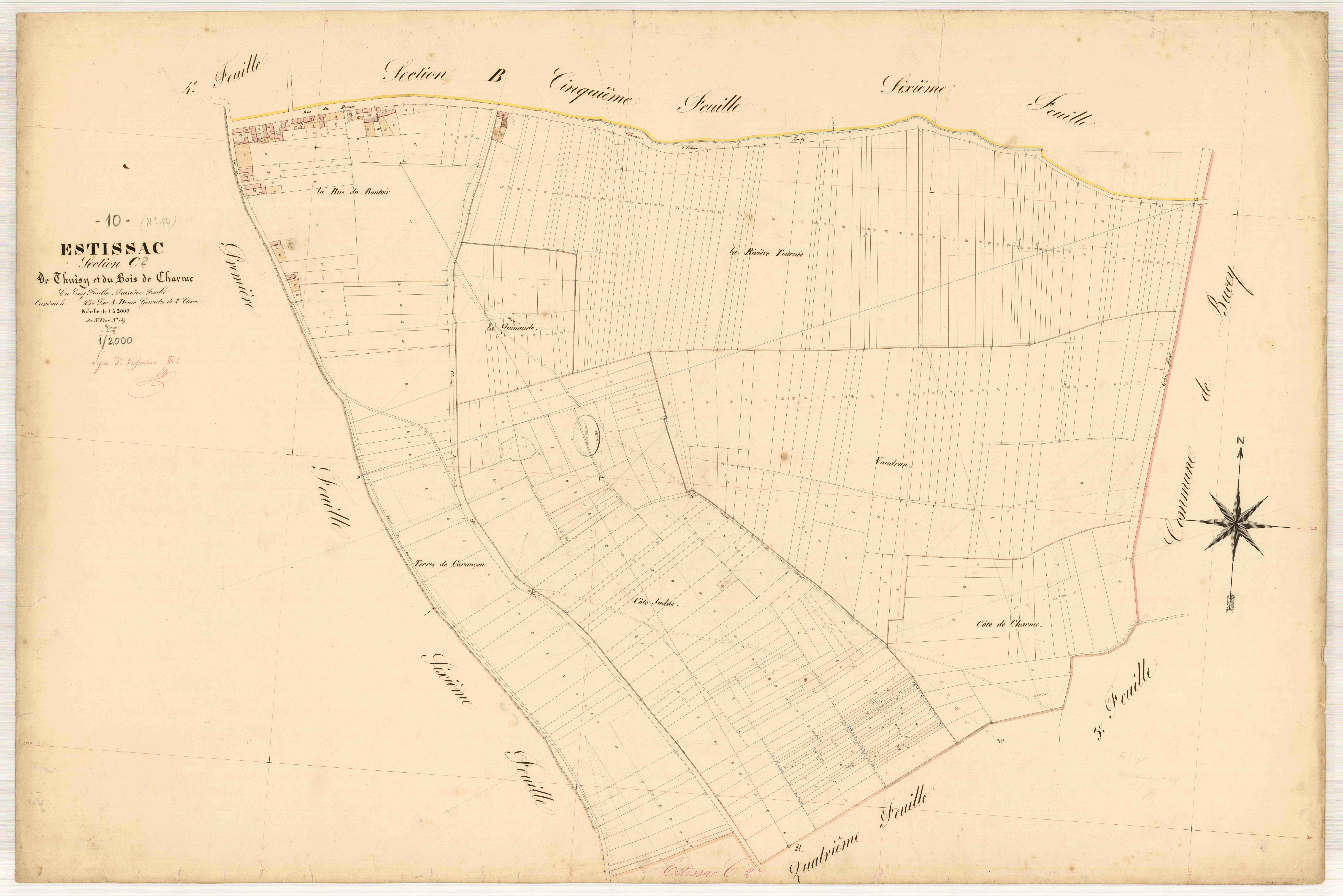 Estissac, section C dite de Thuisy et du bois de charme, feuille n° 2, parcelles n° 238-639