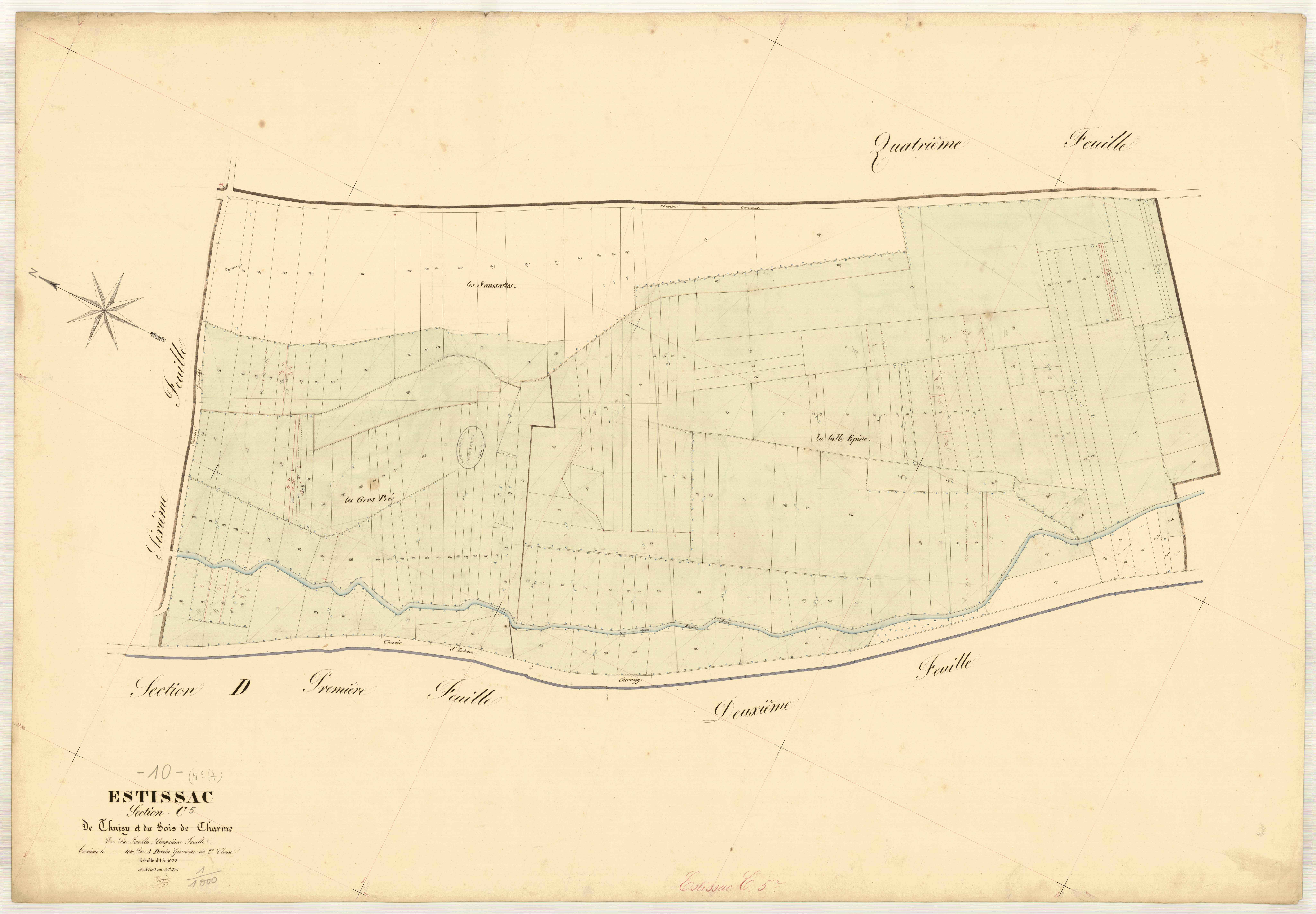 Estissac, section C dite de Thuisy et du bois de charme, feuille n° 5, parcelles n° 1113-1309