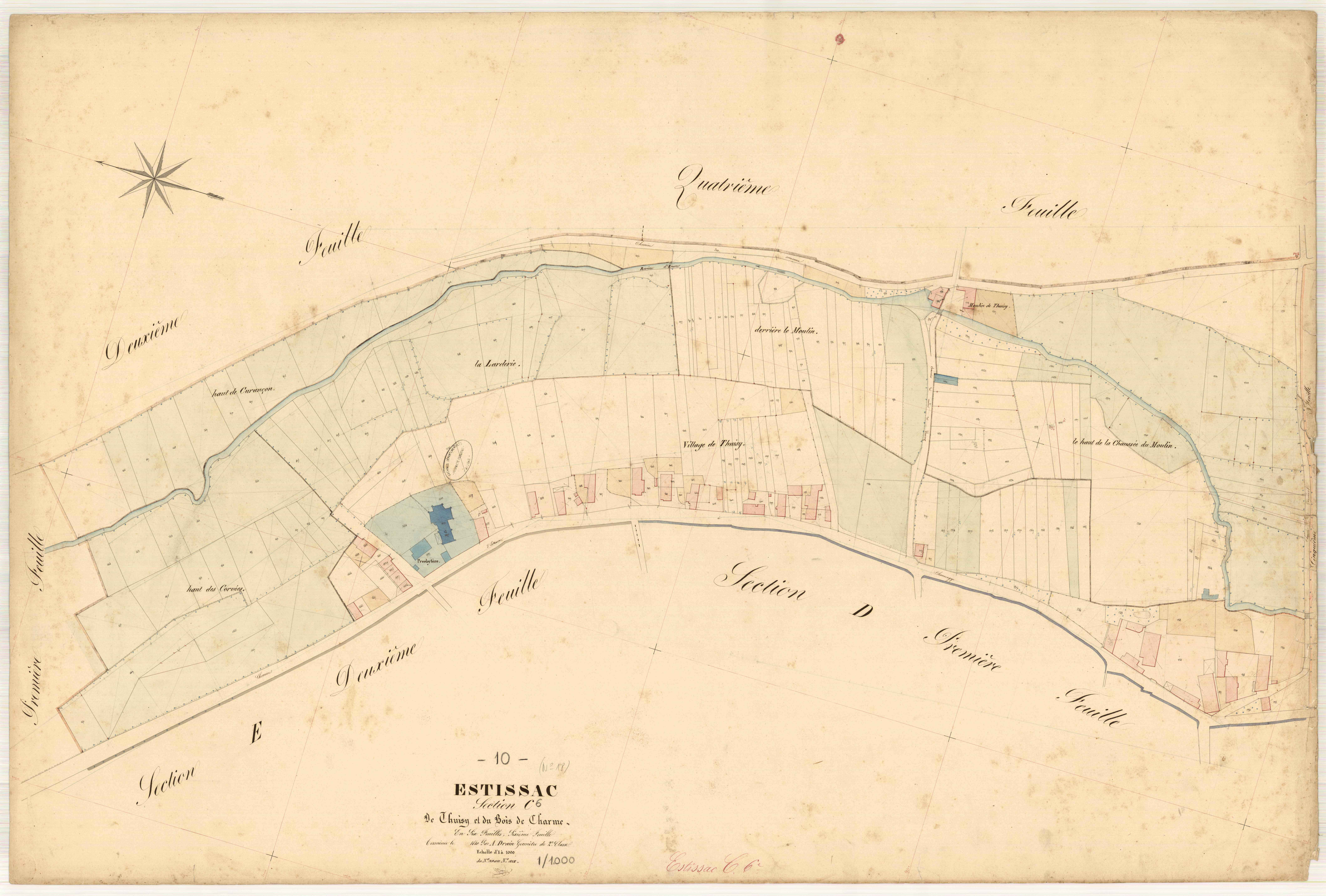 Estissac, section C dite de Thuisy et du bois de charme, feuille n° 6, parcelles n° 1310-1525