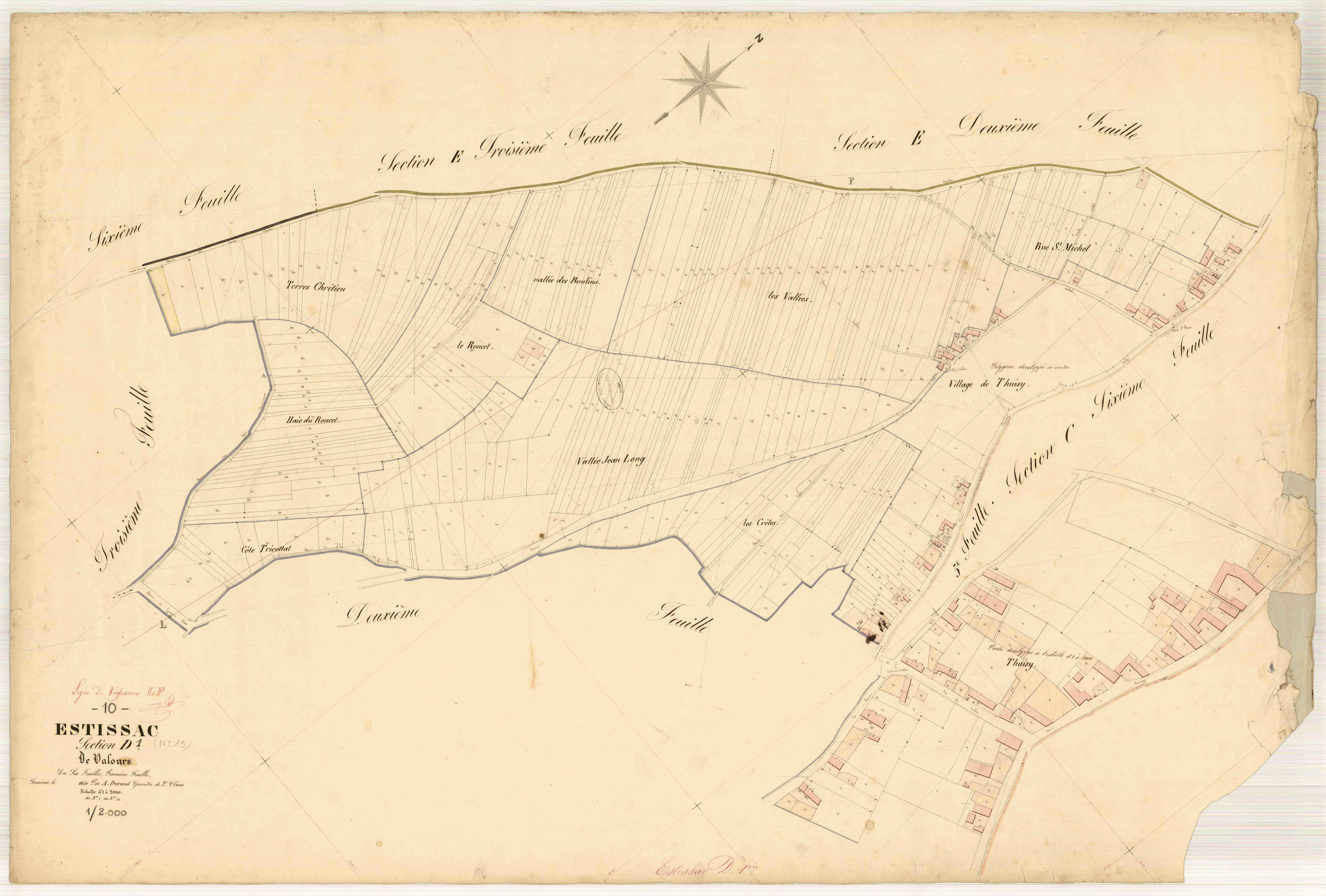 Estissac, section D dite de Valours, feuille n° 1, parcelles n° 1-441