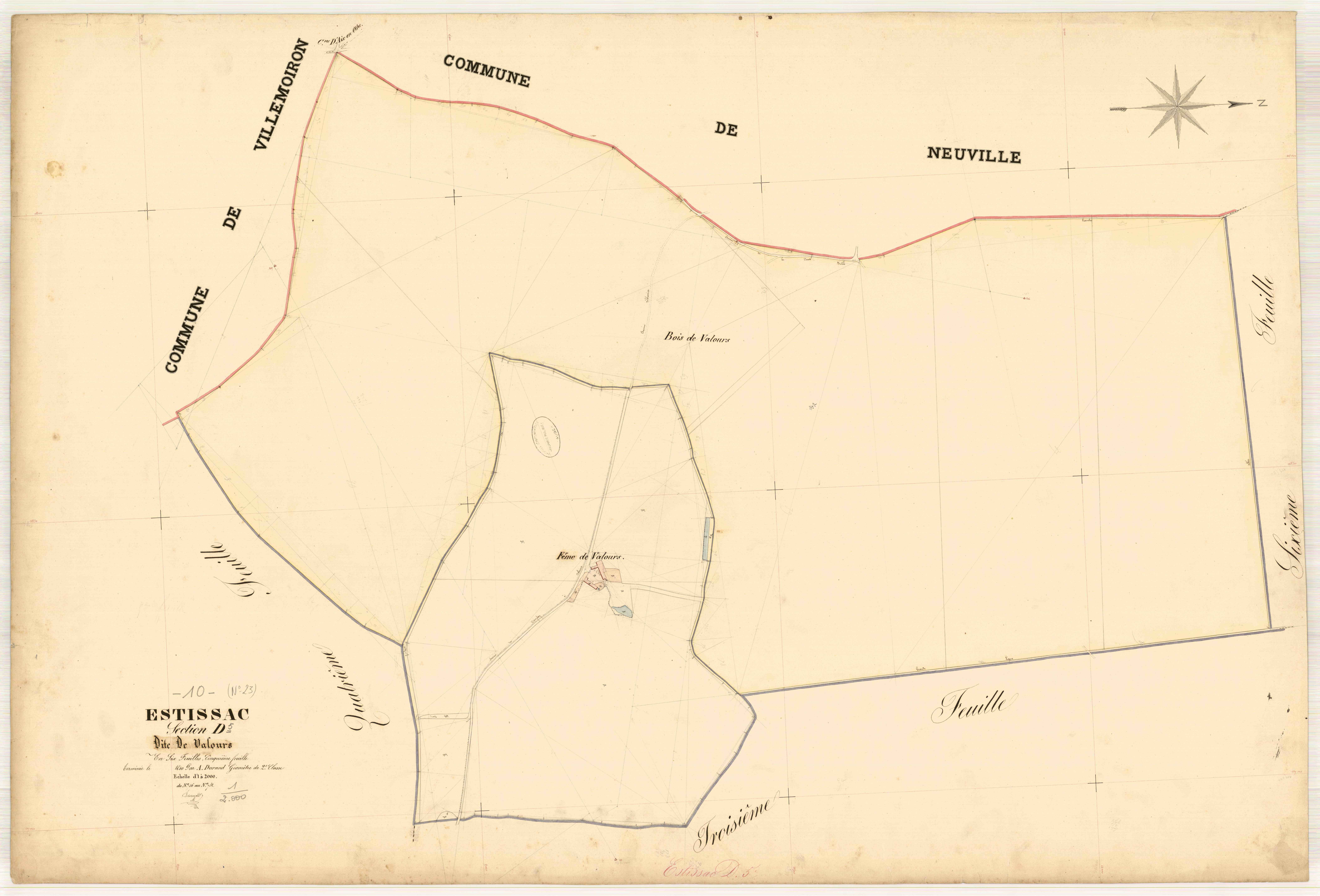 Estissac, section D dite de Valours, feuille n° 5, parcelles n° 736-752