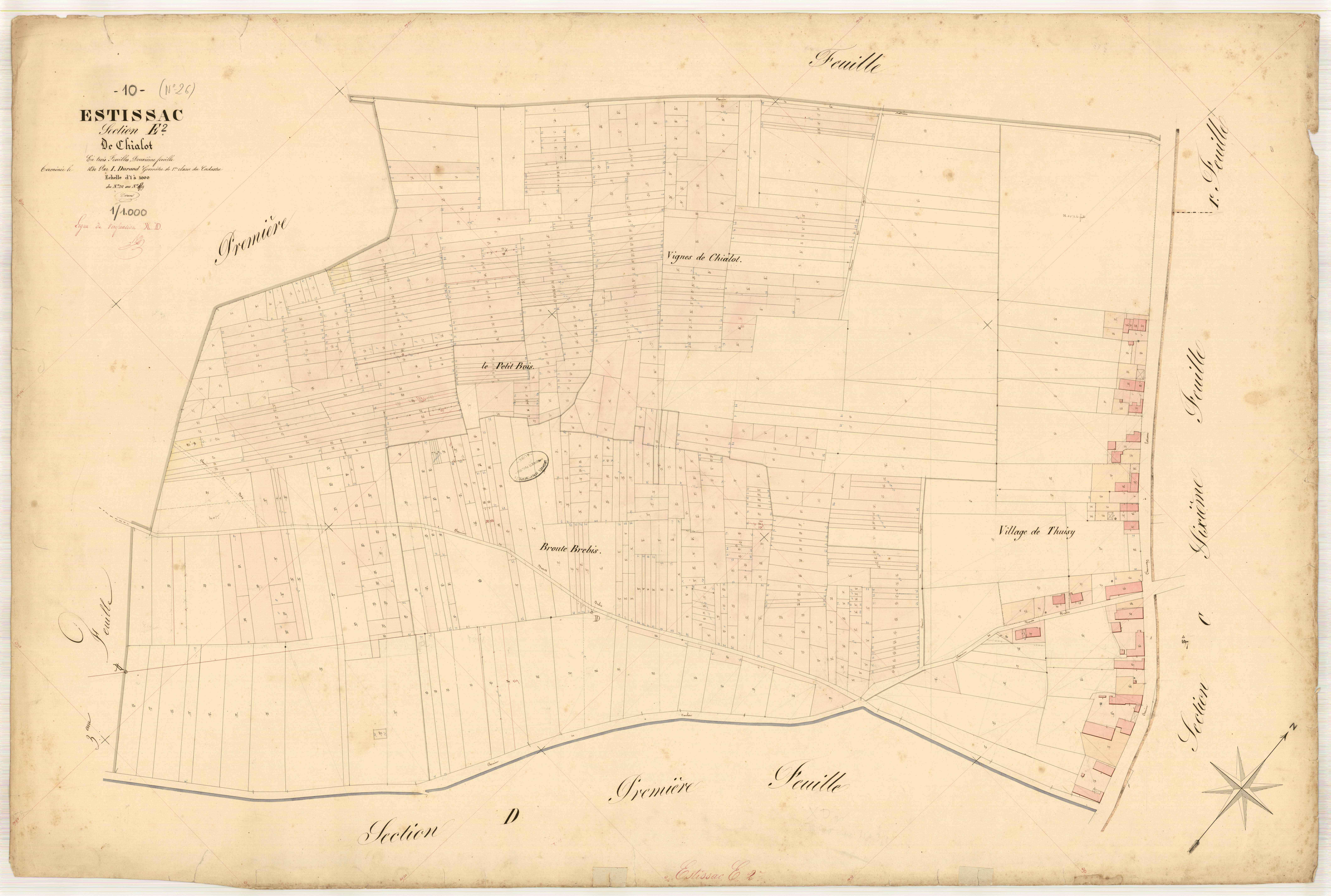 Estissac, section E dite de Chiâlot, feuille n° 2, parcelles n° 212-899