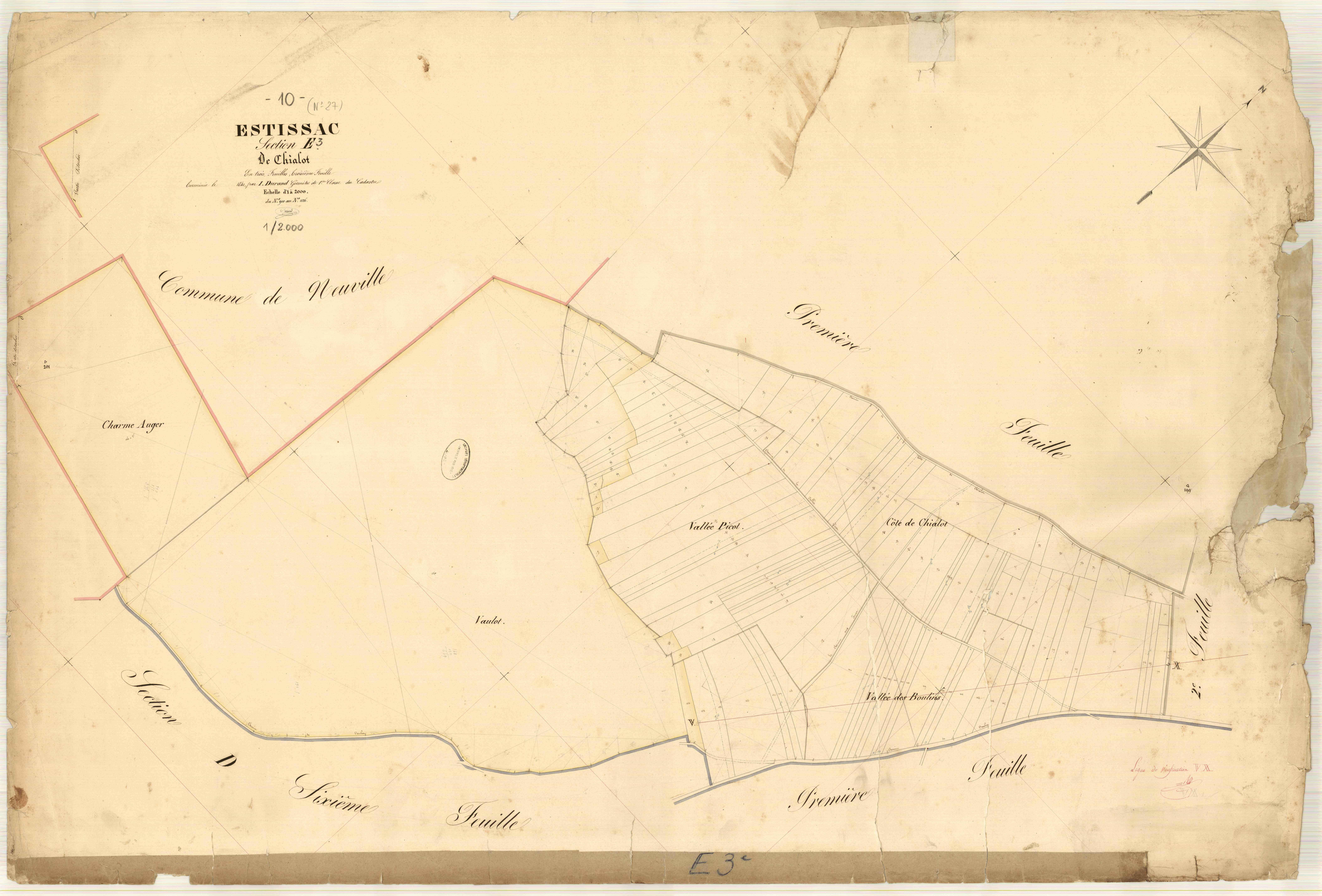 Estissac, section E dite de Chiâlot, feuille n° 3, parcelles n° 900-1026