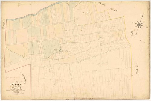 Estissac, section B dite du village et des prés, feuille n° 2, parcelles n° 380-696