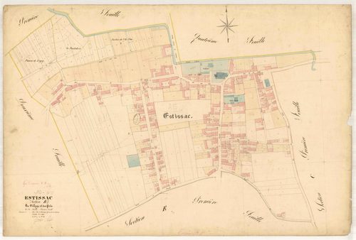 Estissac, section B dite du village et des prés, feuille n° 3, parcelles n° 697-1110