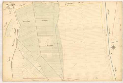 Estissac, section B dite du village et des prés, feuille n° 6, parcelles n° 1565-1844