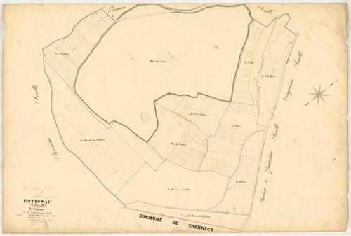 Estissac, section D dite de Valours, feuille n° 2, parcelles n° 442-626