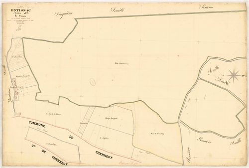 Estissac, section D dite de Valours, feuille n° 3, parcelles n° 627-676