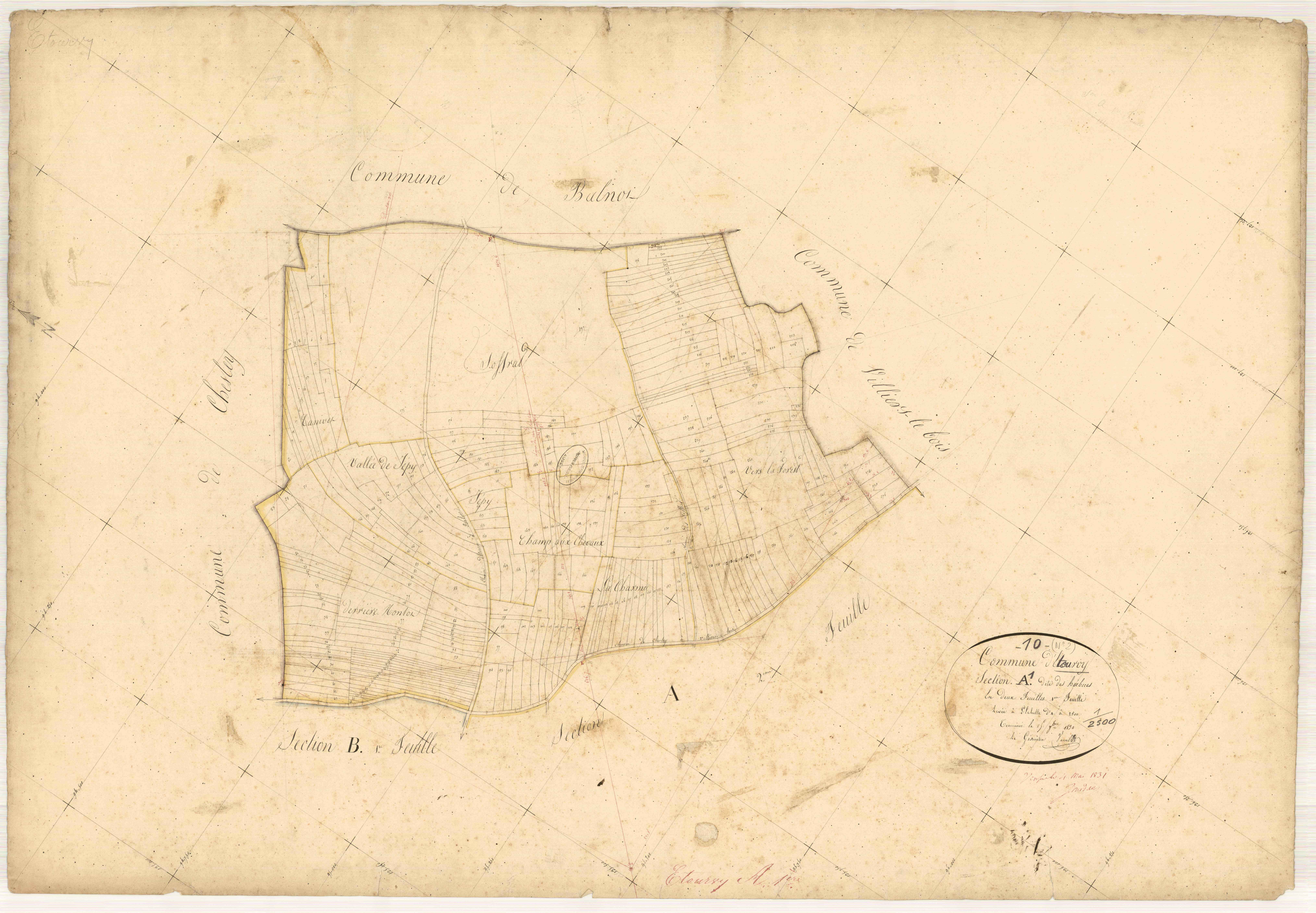 Etourvy, section A dite des herbues, feuille n° 1