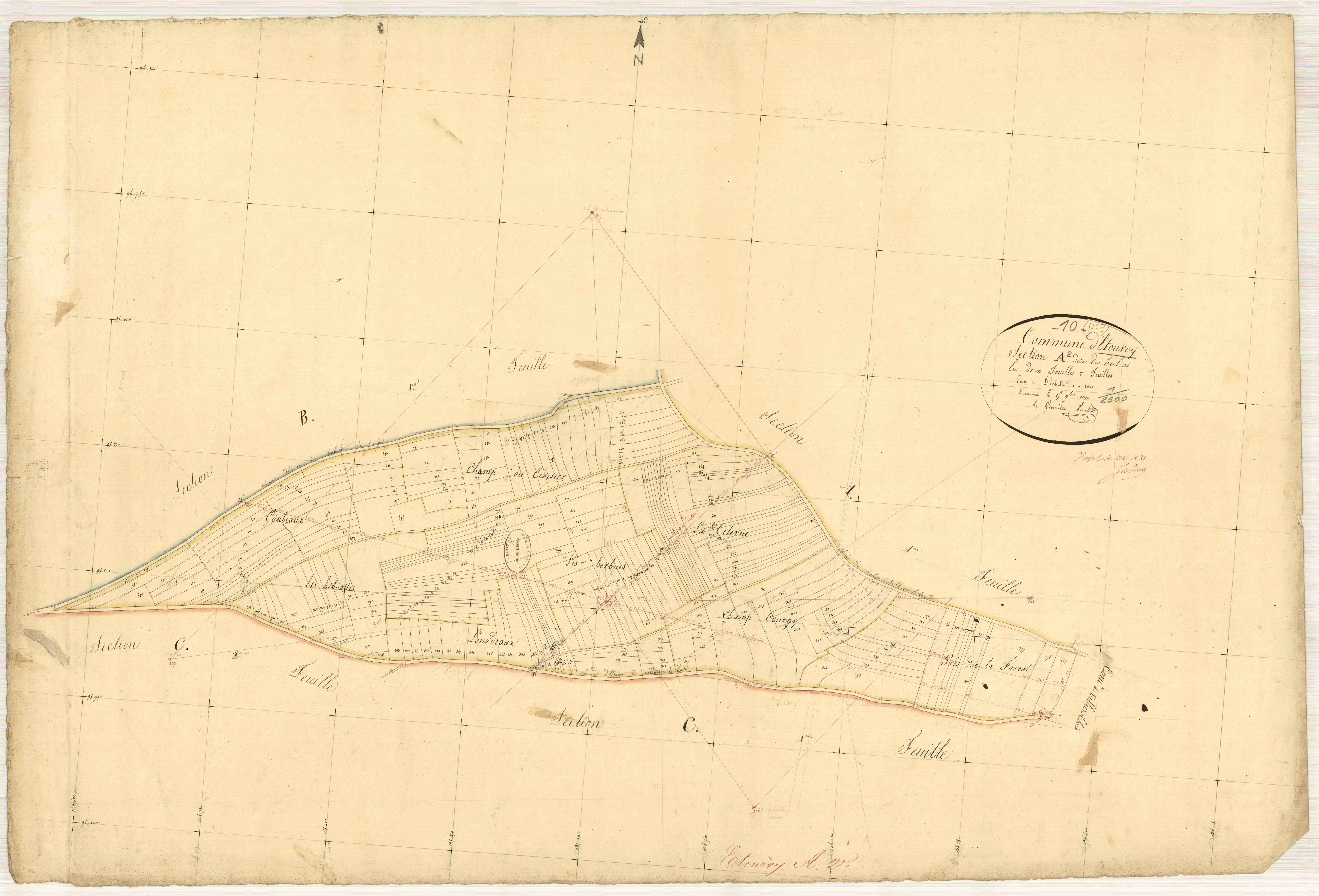 Etourvy, section A dite des herbues, feuille n° 2