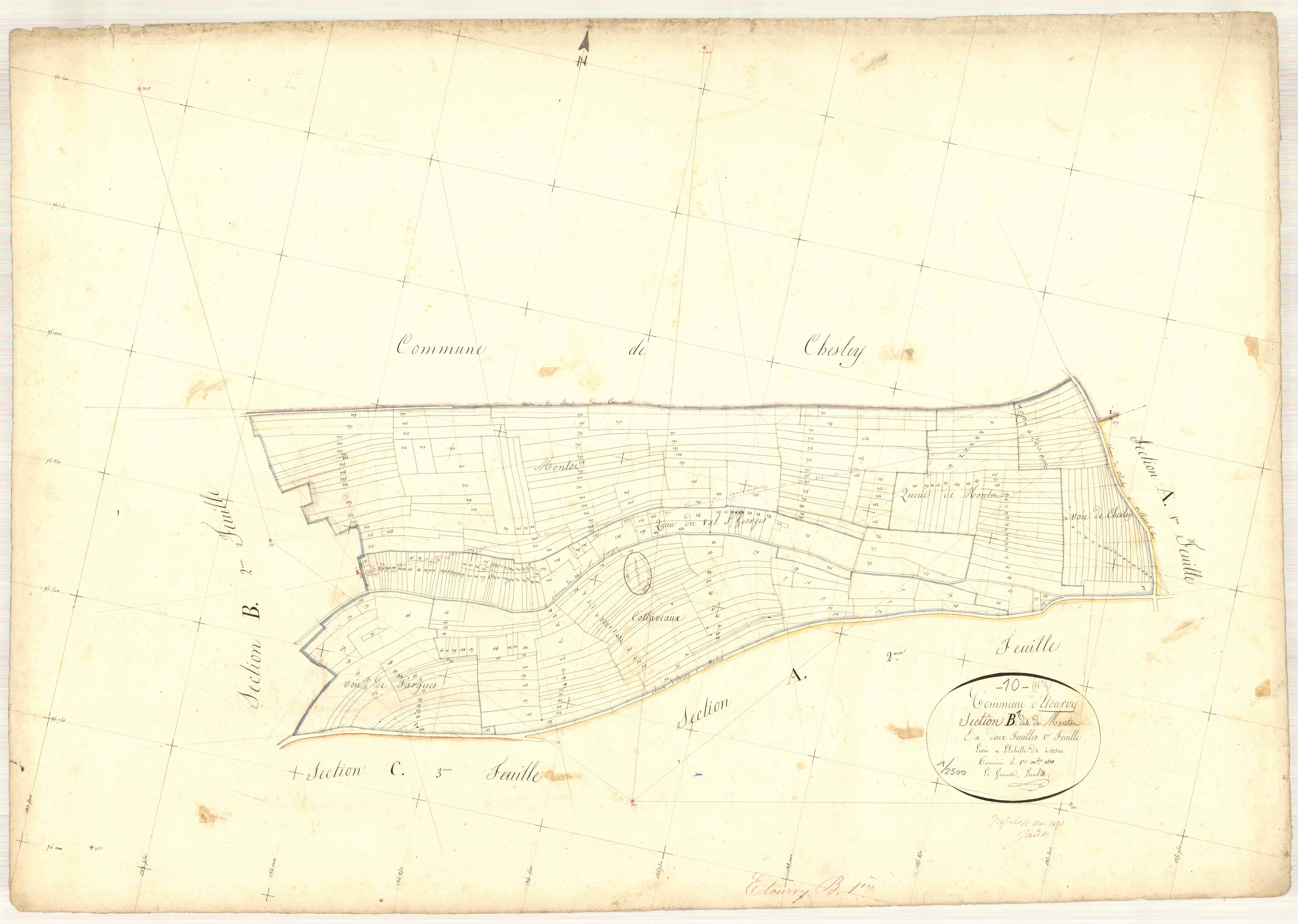 Etourvy, section B dite de Montot, feuille n° 1