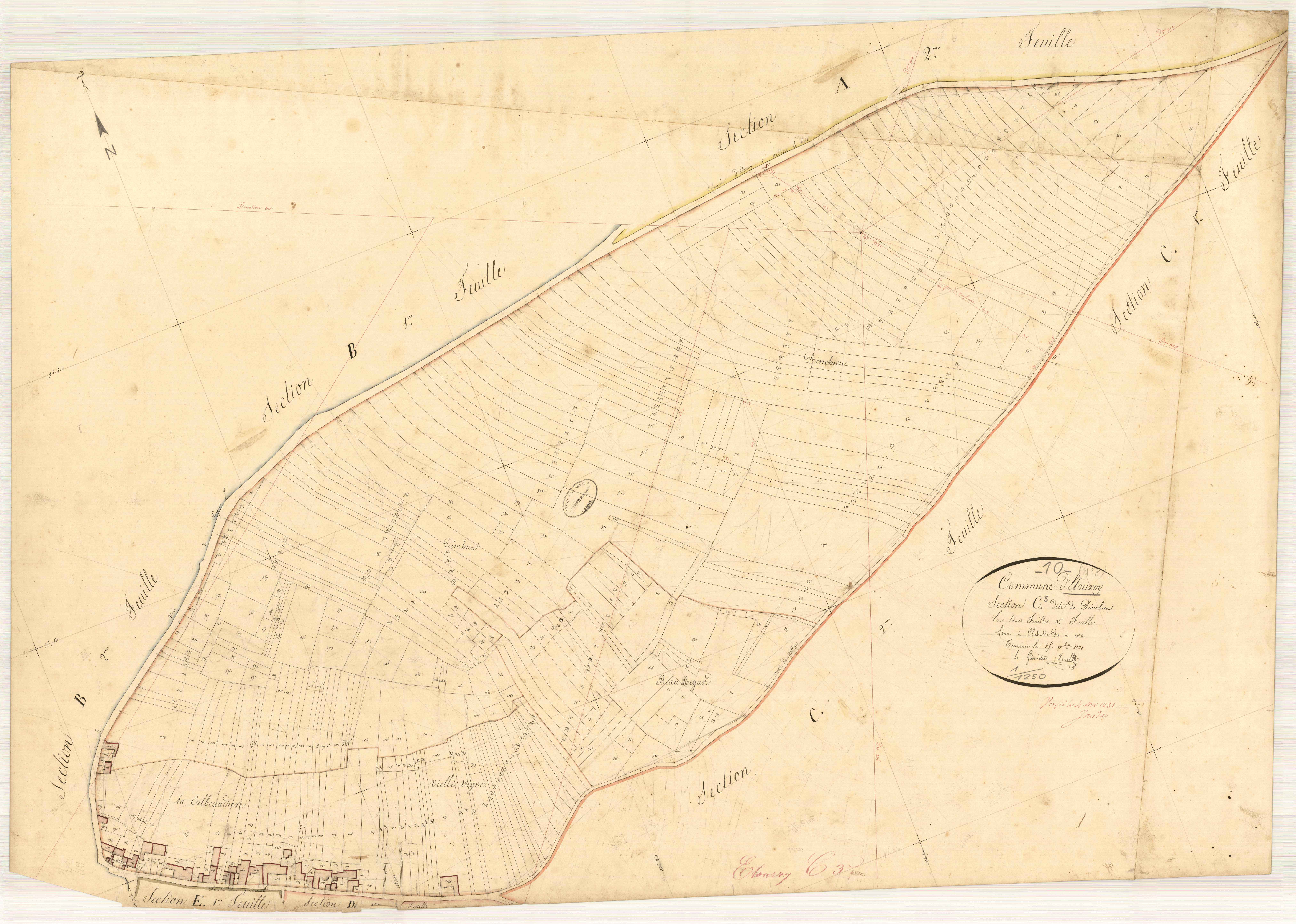 Etourvy, section C dite de Dinchien, feuille n° 3