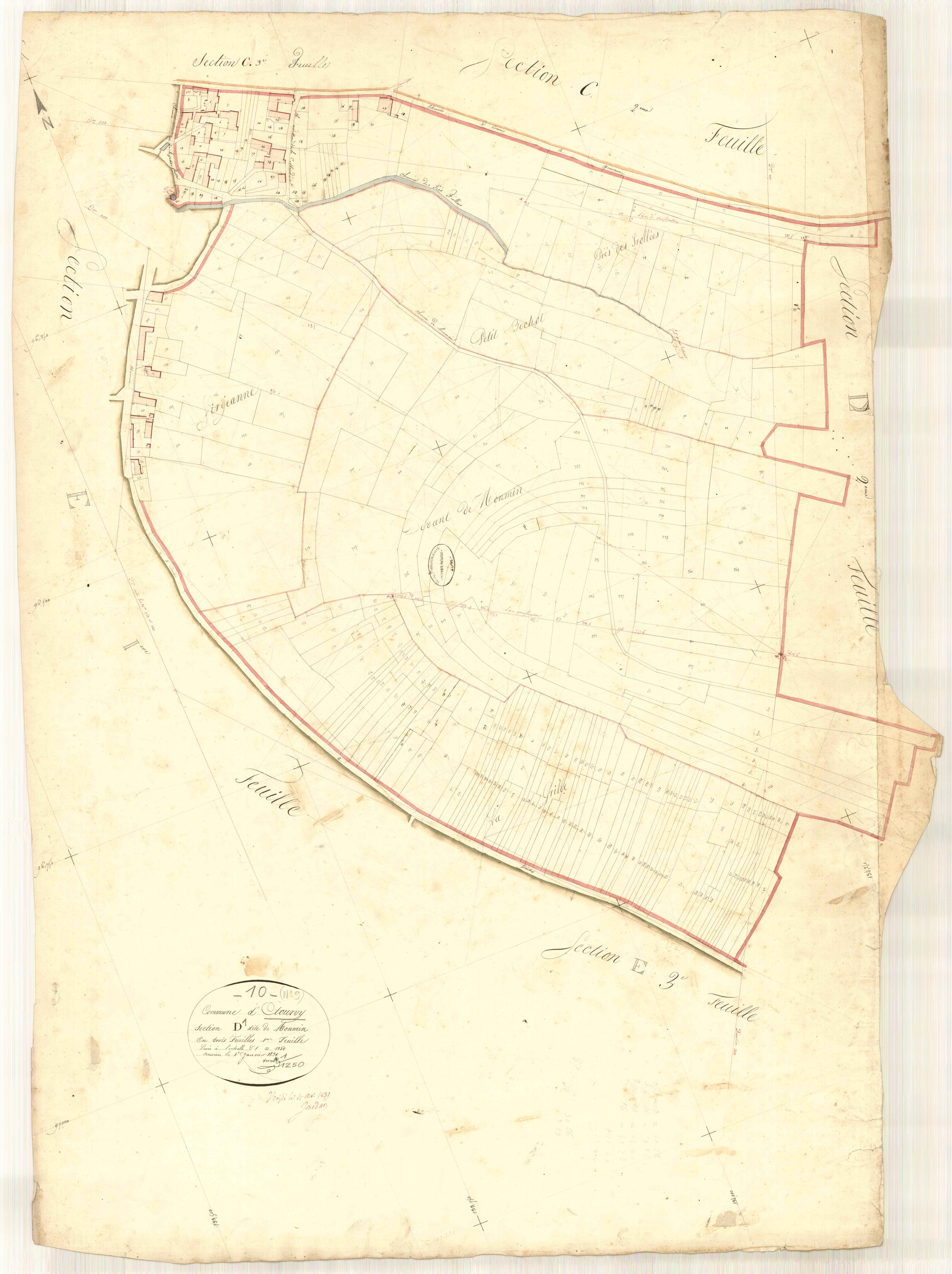 Etourvy, section D dite de Monmin, feuille n° 1