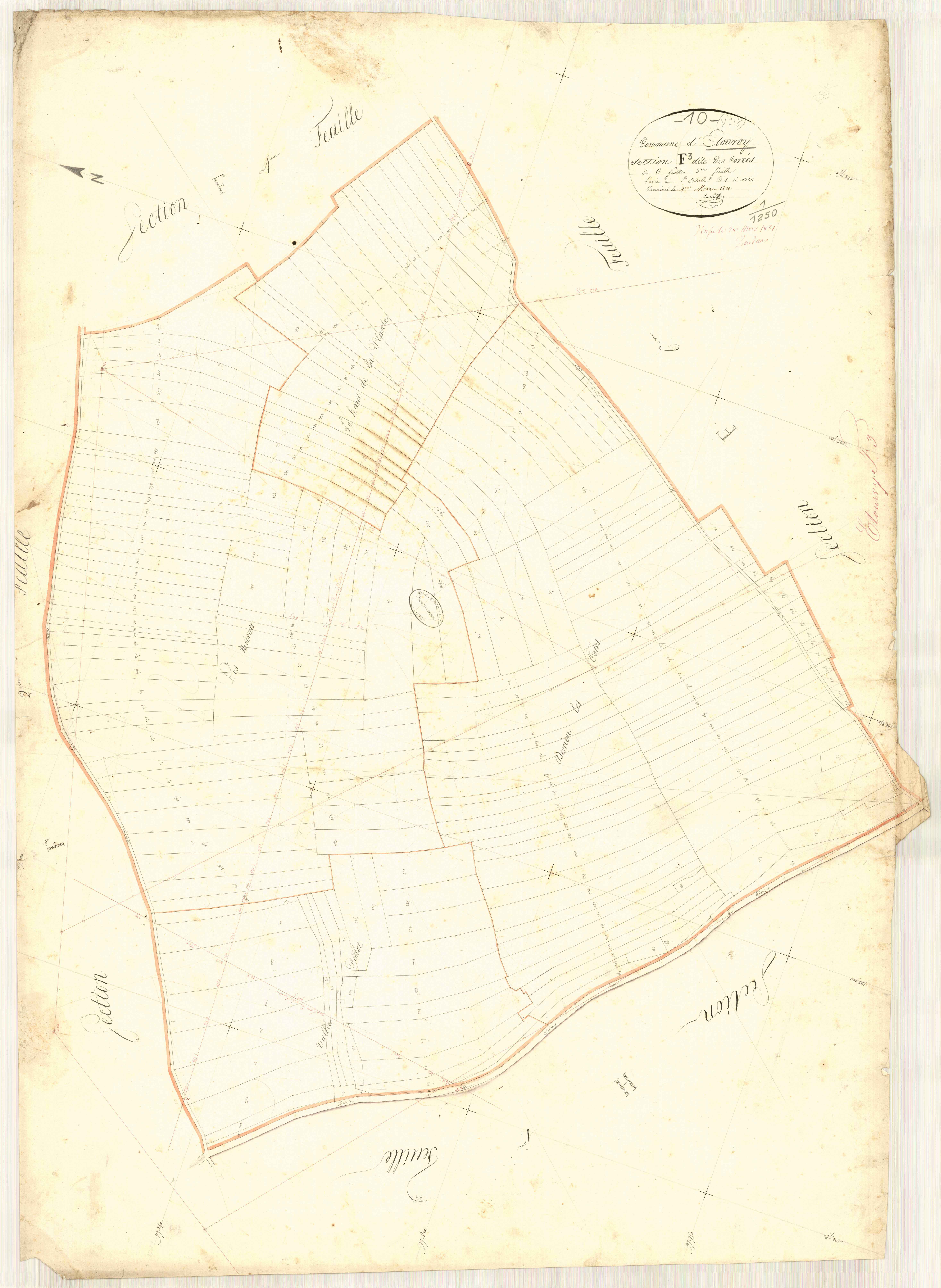 Etourvy, section F dite des Corées, feuille n° 3