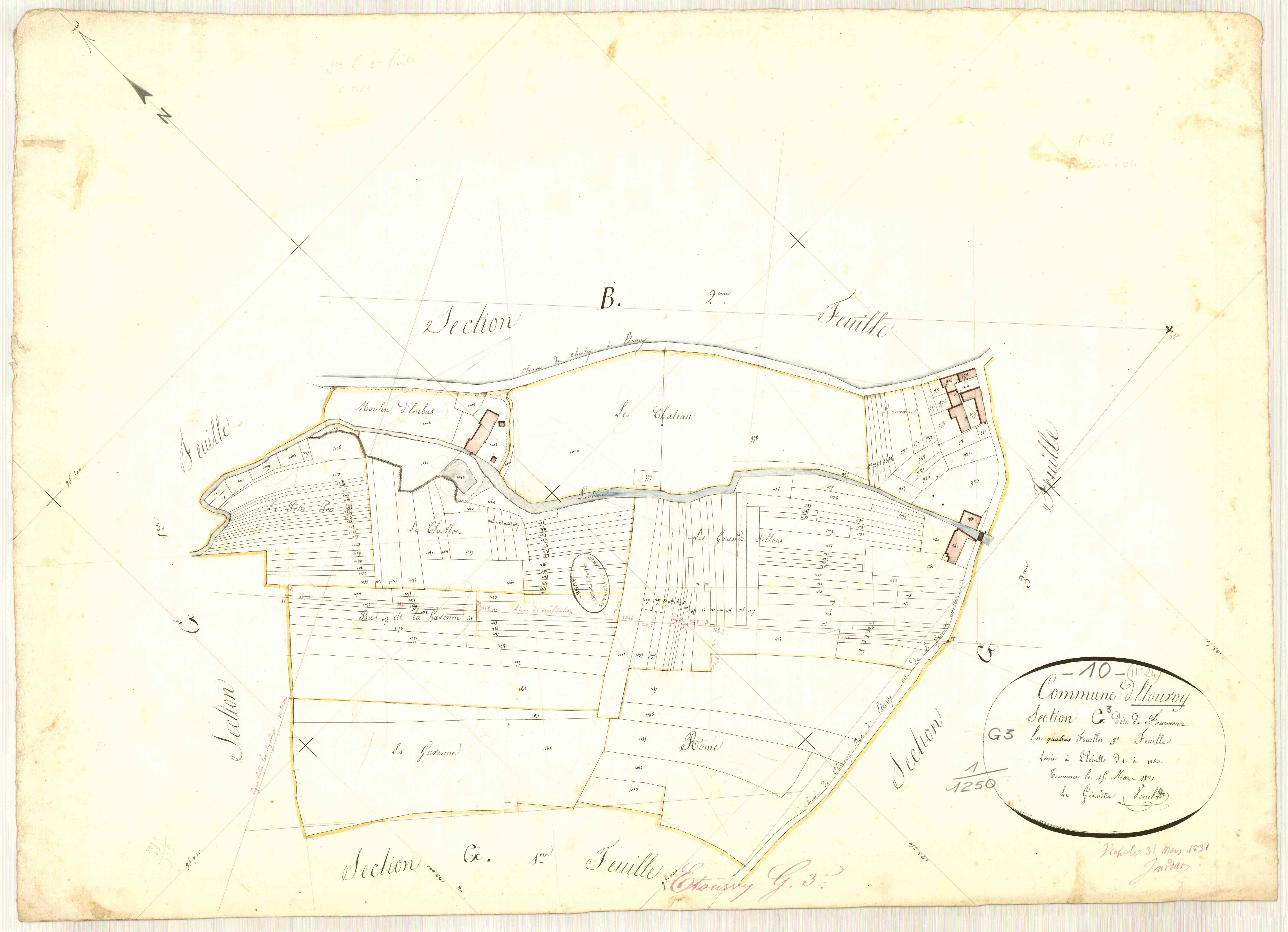 Etourvy, section G dite du fourneau, feuille n° 3