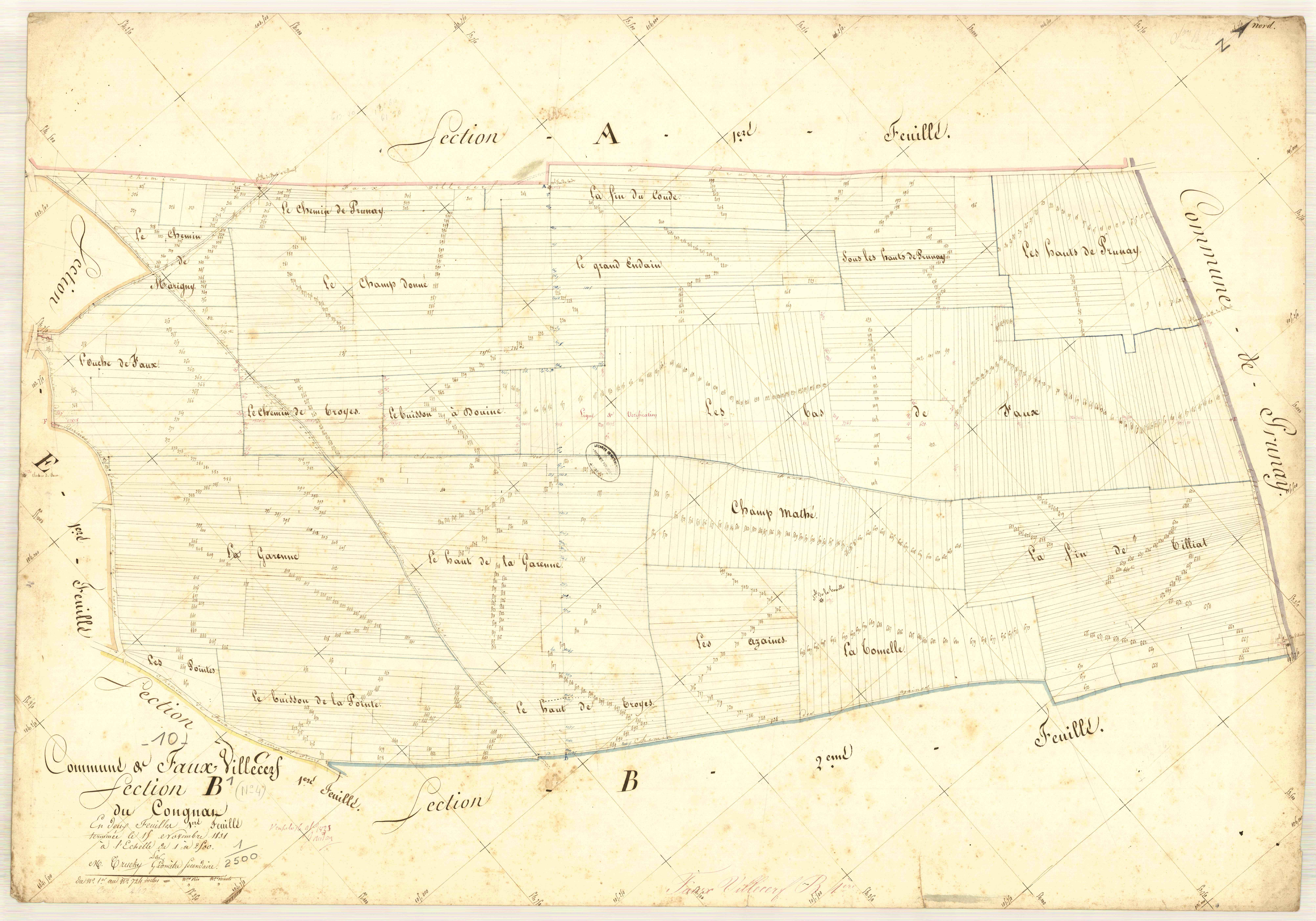 Faux-Villecerf, section B dite de Cougnat, feuille n° 1, parcelles n° 1-724