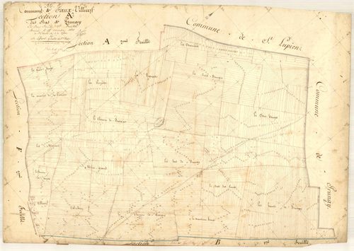 Faux-Villecerf, section A dite des bas de Prunay, feuille n° 1, parcelles n° 1-992